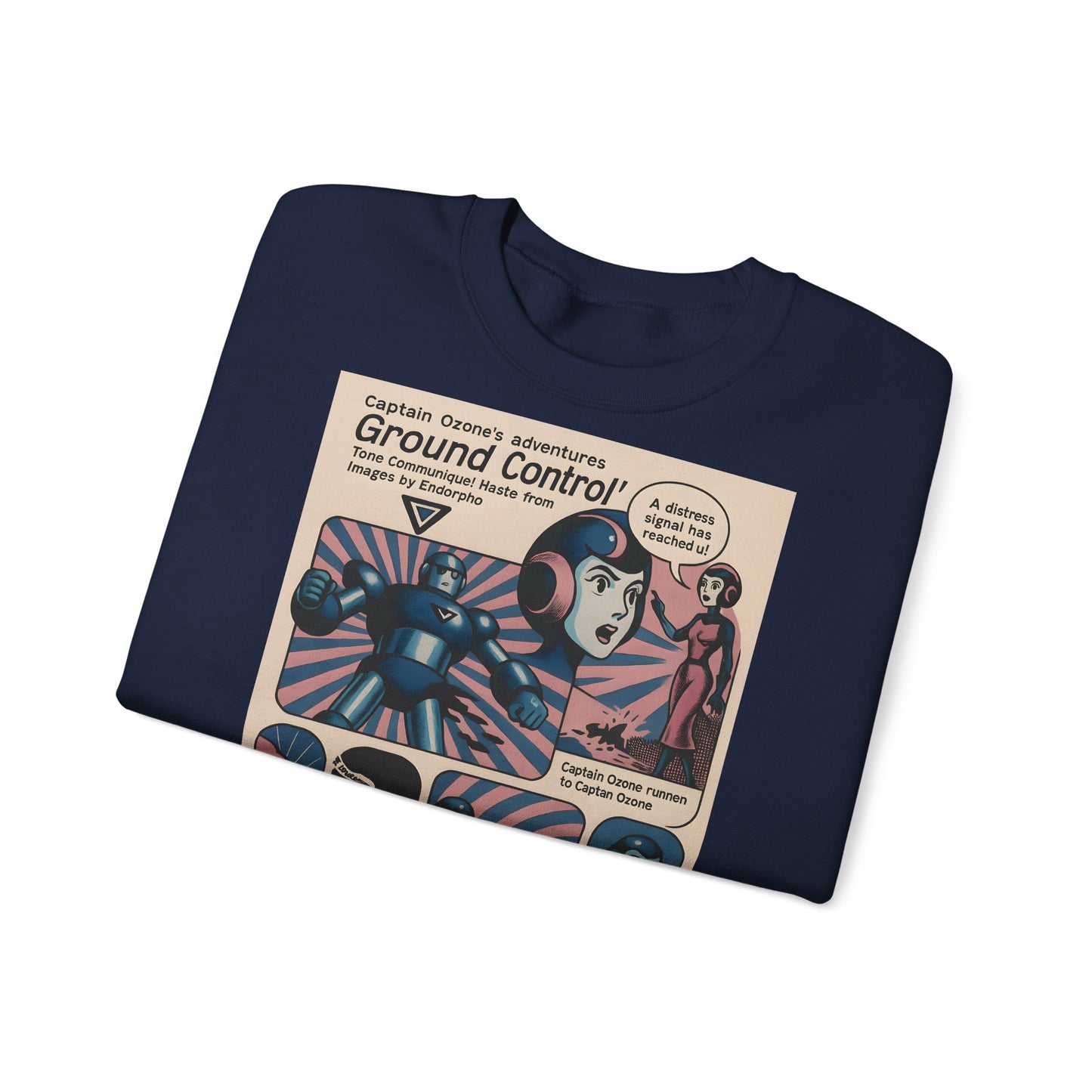 Sweatshirt – Retro Space Comic Sweatshirt – Captain Ozone „Ground Control“ Edition | True Insights Design mit Humor