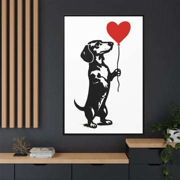 Canvas Bild – Dackel mit Herzballon-True Insights