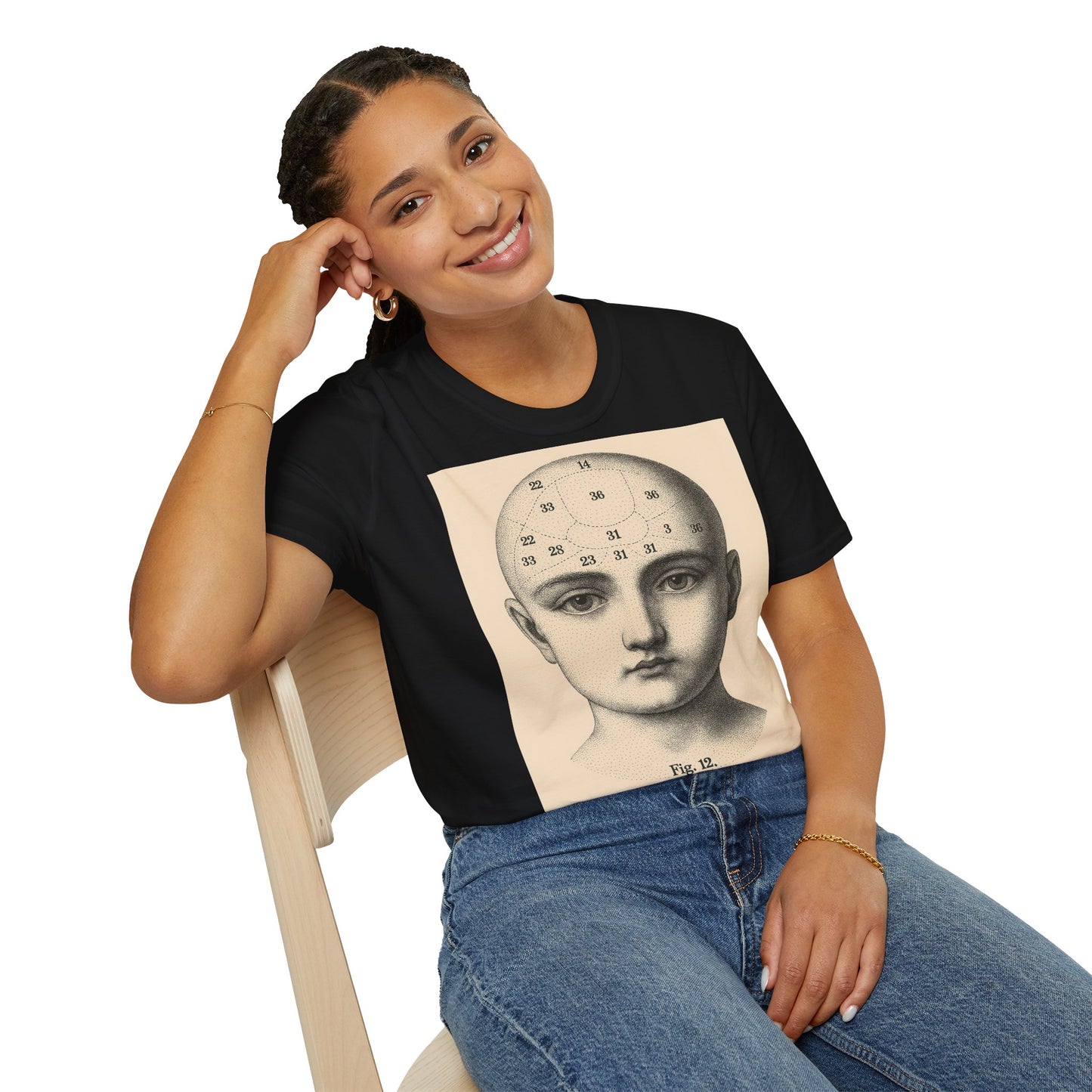 Phrenologie T-Shirt – Vintage Schädelillustration | Wissenschaft trifft Ästhetik – Freches Satire-Design für mutige Statements | True Insights