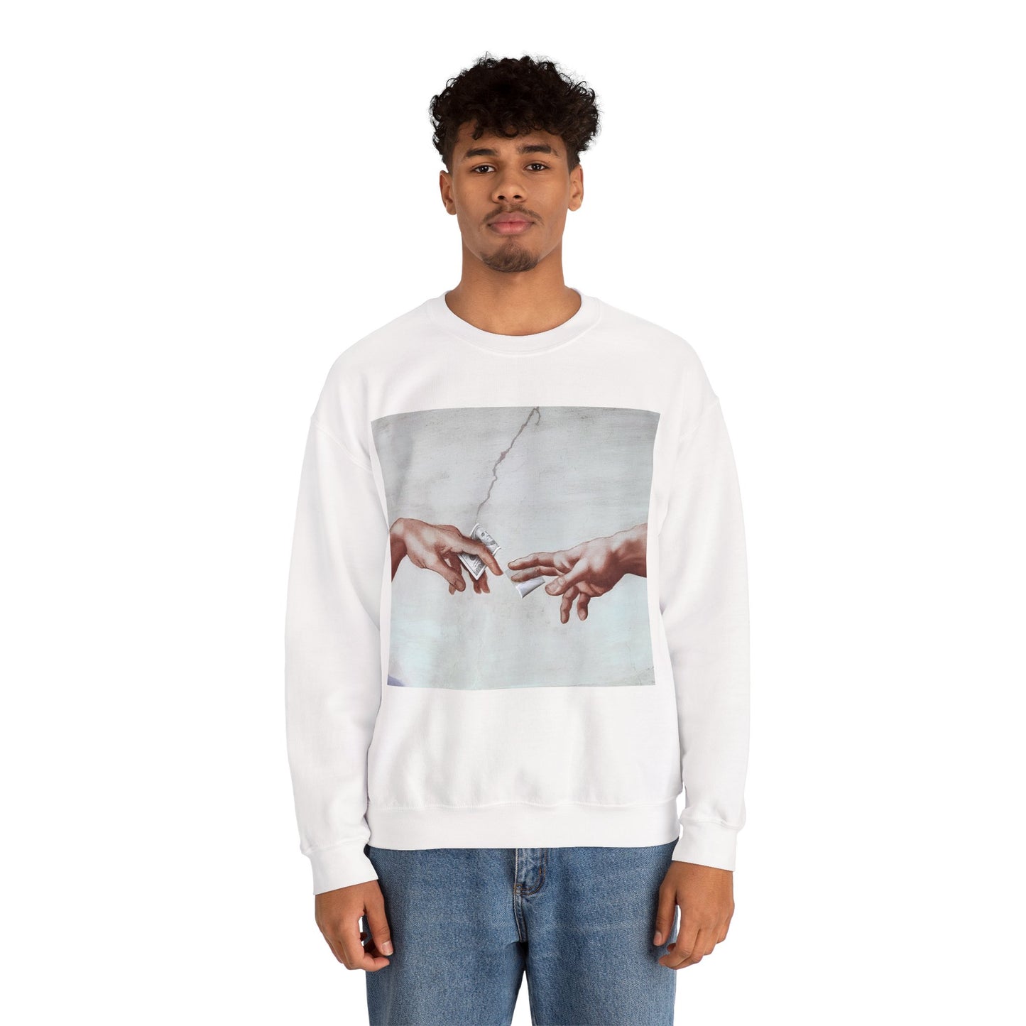 Sweatshirt – The Deal Sweatshirt – Satirische Kunst trifft Streetwear | Michelangelo Meme Design | True Insights Design mit Humor