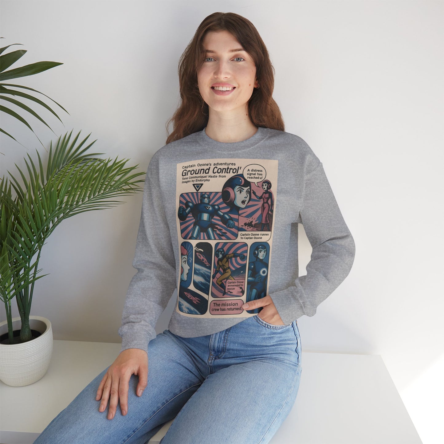Sweatshirt – Retro Space Comic Sweatshirt – Captain Ozone „Ground Control“ Edition | True Insights Design mit Humor