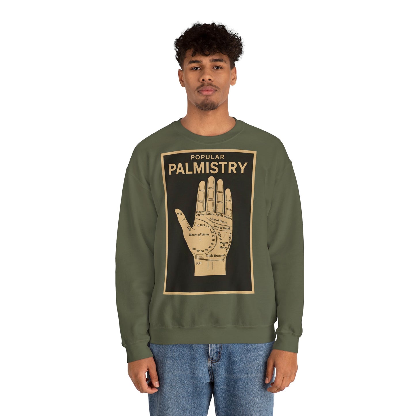 Vintage Motiv – Palmistry Sweatshirt – Retro-Handlesen-Design | Mystik trifft Ironie | True Insights Design mit Humor