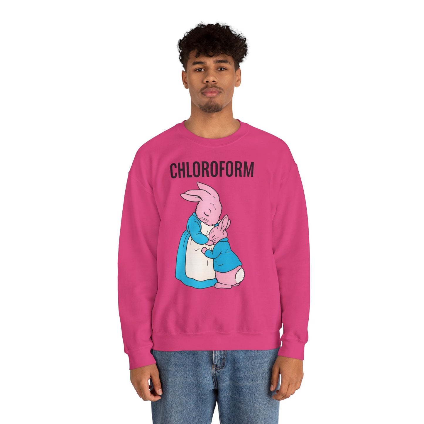 „CHLOROFORM“ – Retro-Sweatshirt mit Hasen und bösem Twist – Freches Satire-Design für mutige Statements | True Insights