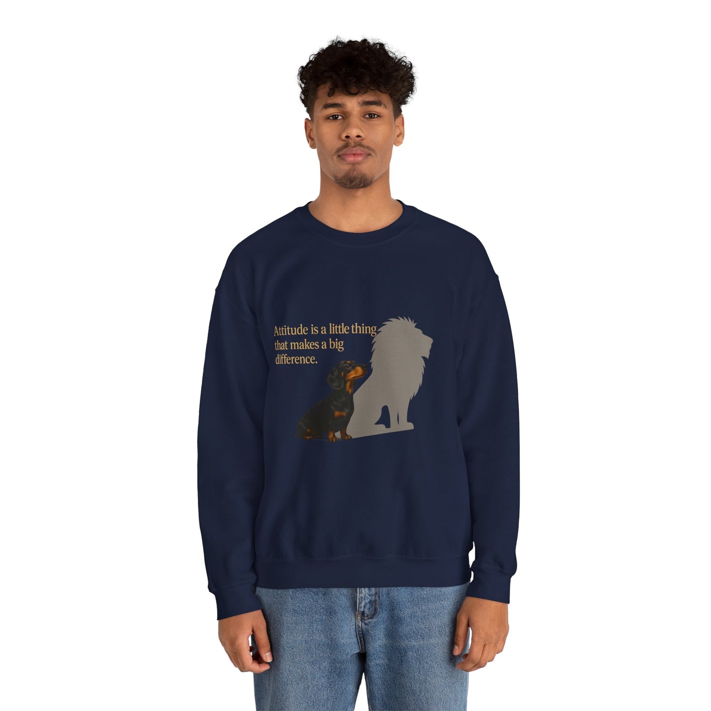 Inspirierendes Sweatshirt – Dackel mit Löwenschatten „Attitude“ – Lustiges Sweatshirt | True Insights – Bild 22