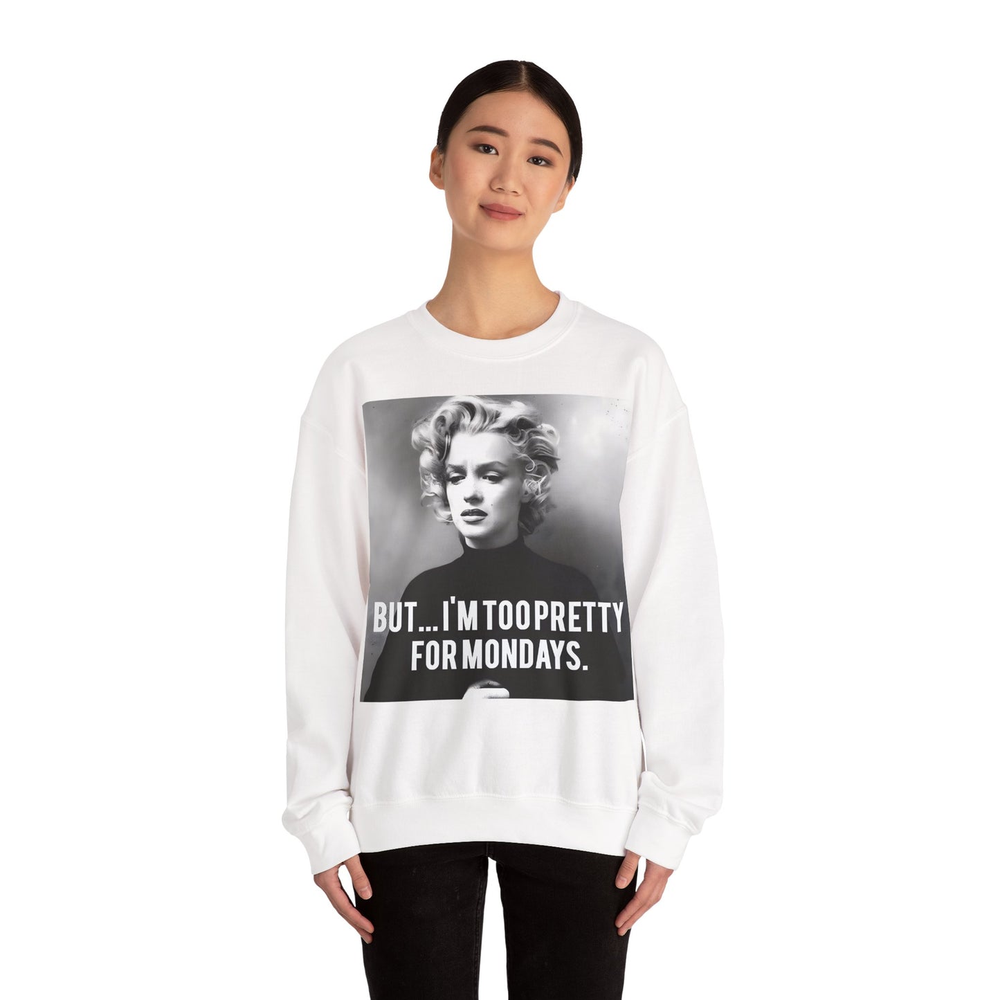 Sweatshirt – Sweatshirt – Too Pretty for Mondays – Retro Statement Pullover | True Insights Design mit Humor
