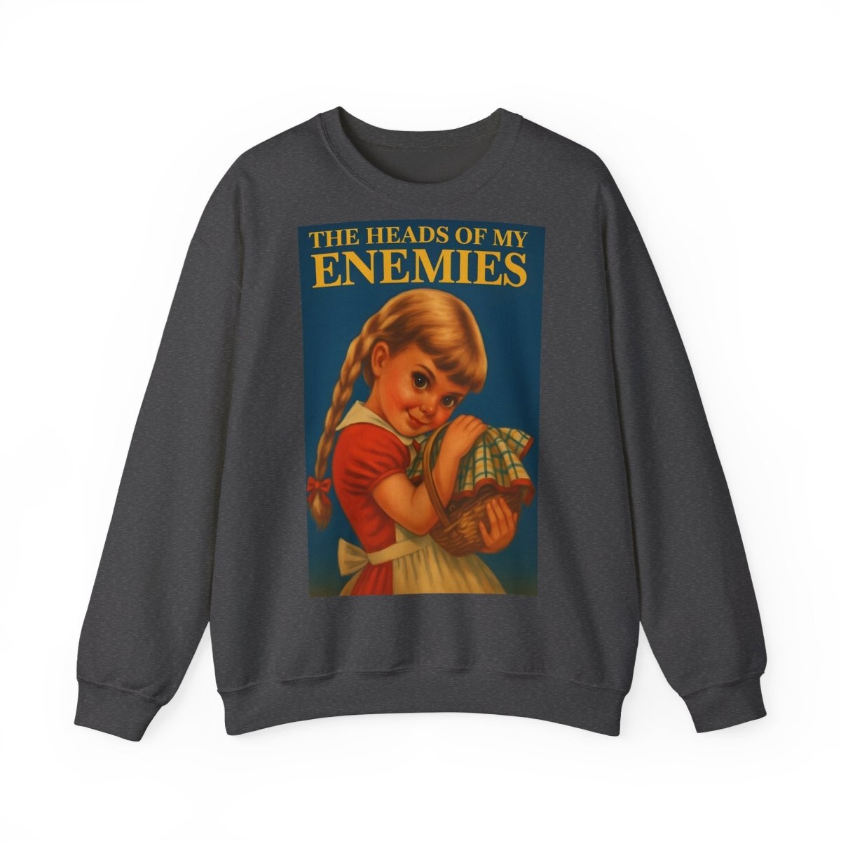 Sweatshirt – Sweatshirt „The Heads of My Enemies“ – Subversive Kunst zum Anziehen | True Insights Design mit Humor
