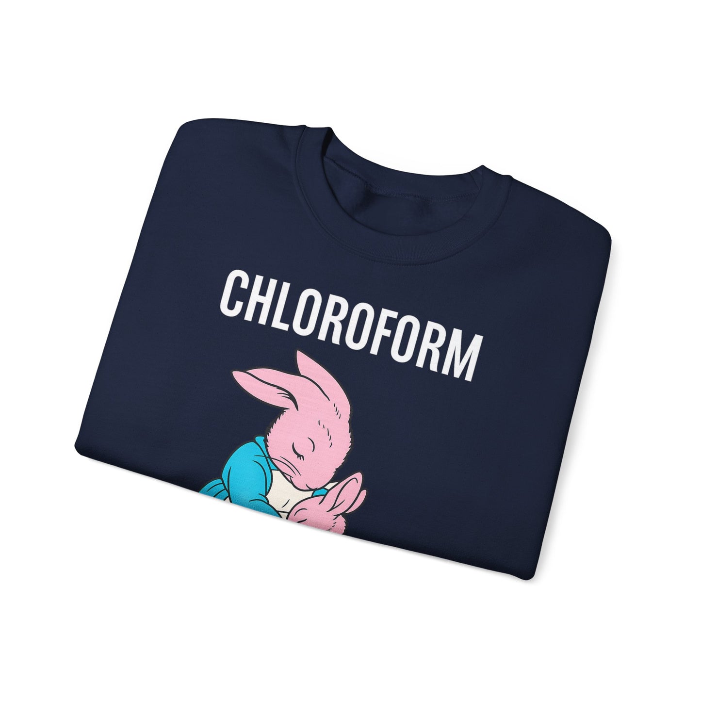 „CHLOROFORM“ – Retro-Sweatshirt mit Hasen und bösem Twist – Freches Satire-Design für mutige Statements | True Insights