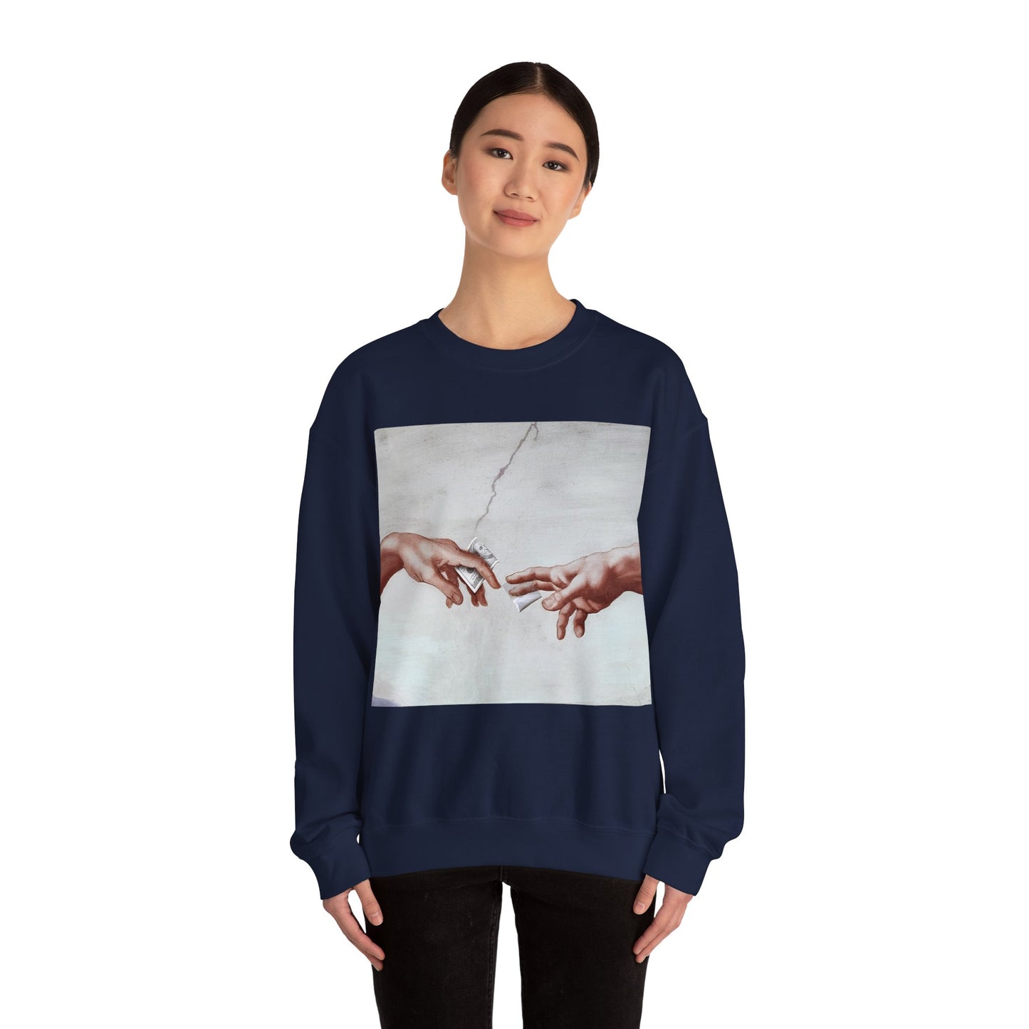 Sweatshirt – The Deal Sweatshirt – Satirische Kunst trifft Streetwear | Michelangelo Meme Design | True Insights Design mit Humor