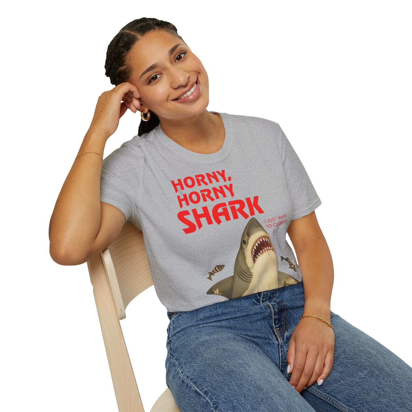 🦈 Horny, Horny Shark – Provokantes T-Shirt mit Kuschelansage – Freches Satire-Design für mutige Statements | True Insights