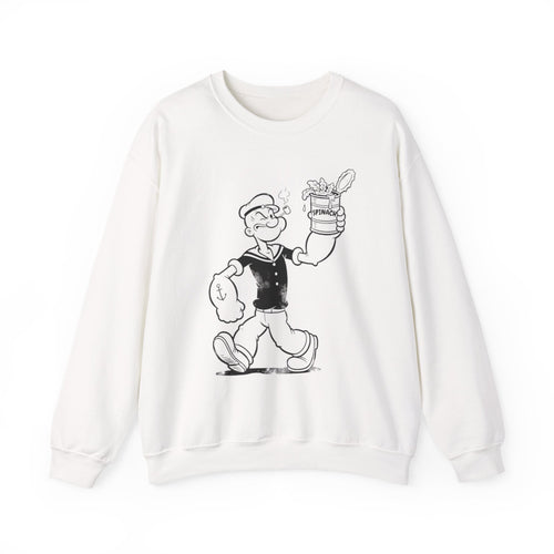 True Insights Sweatshirt Popeye Spinat Dose Retro Comic Sailor Motiv in Weiß
