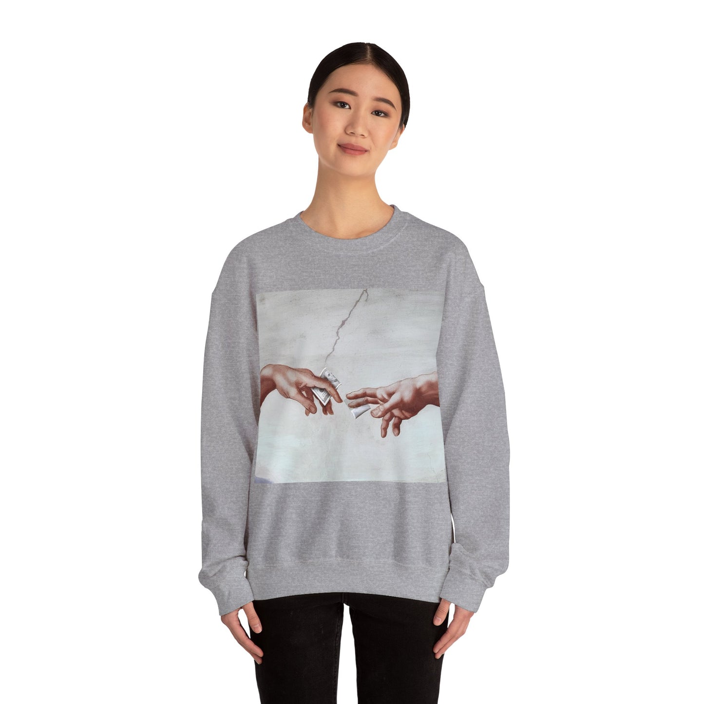 Sweatshirt – The Deal Sweatshirt – Satirische Kunst trifft Streetwear | Michelangelo Meme Design | True Insights Design mit Humor