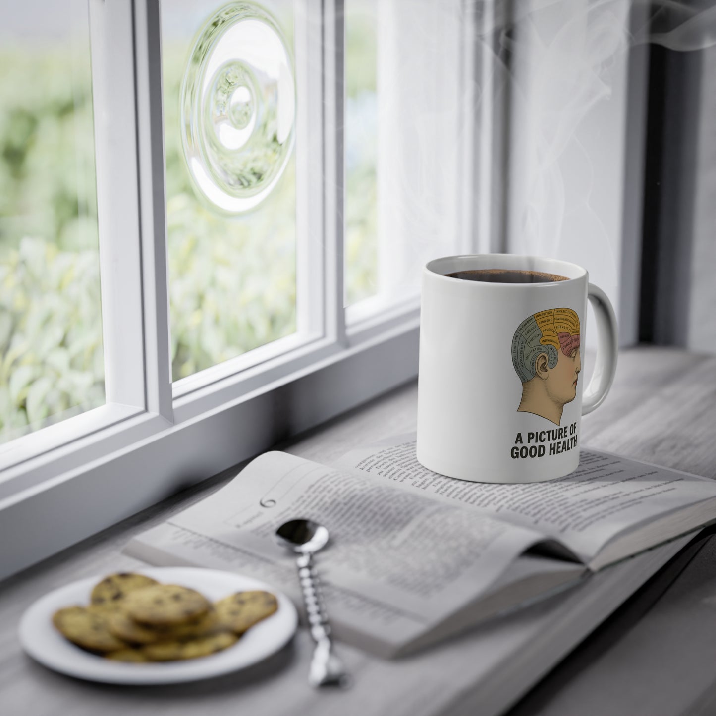 Vintage Motiv – Phrenologie Kortex Couture – Satirische Tasse mit Hirn und Haltung | True Insights Design mit Humor