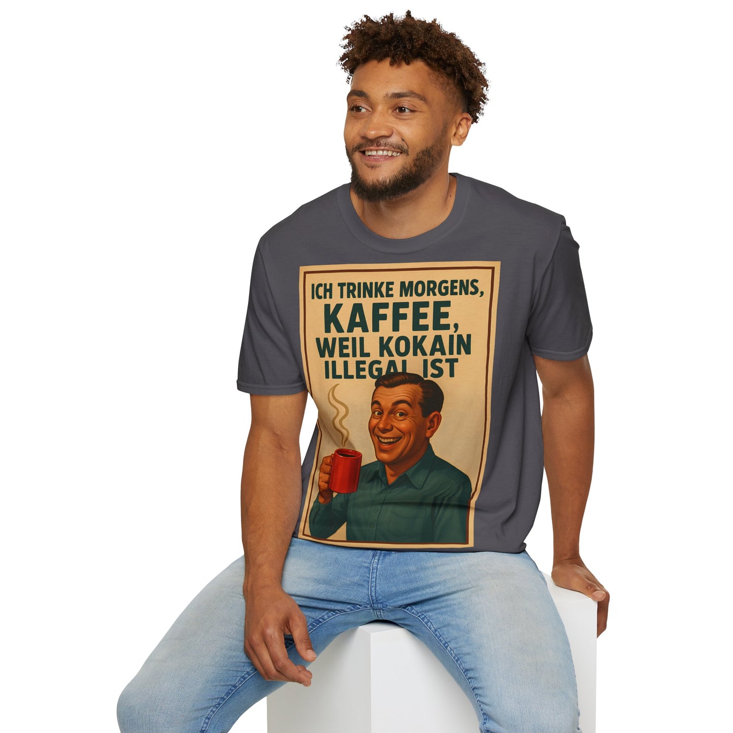 “I drink coffee in the morning because c****** is illegal.” - The retro morning drama on your shirt! – Freches Satire-Design für mutige Statements | True Insights