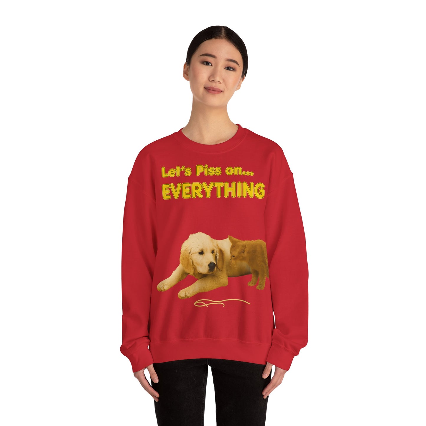 Vintage Motiv – Let’s Piss on Everything – Satirisches Sweatshirt mit Hund & Katze | True Insights Design mit Humor