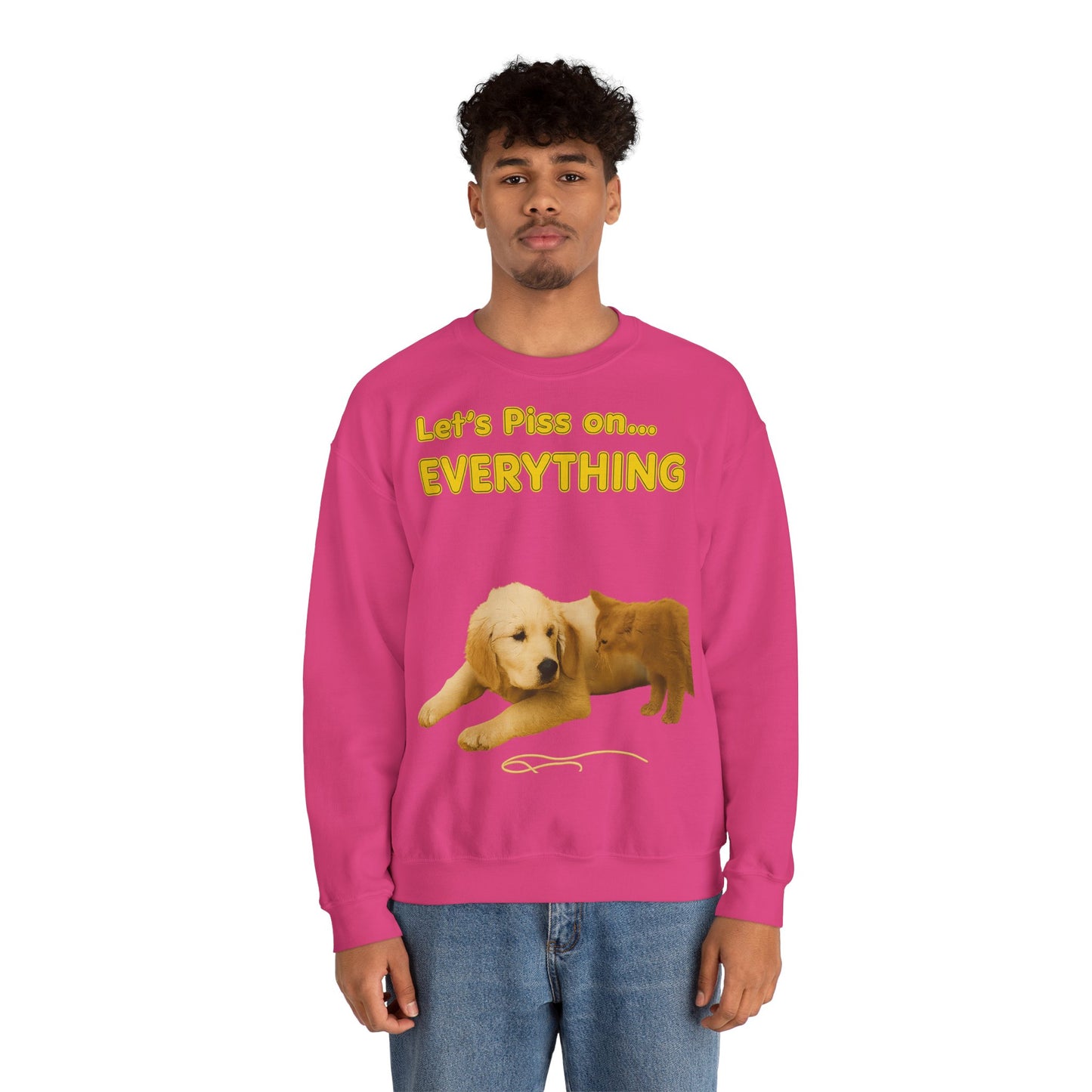 Vintage Motiv – Let’s Piss on Everything – Satirisches Sweatshirt mit Hund & Katze | True Insights Design mit Humor
