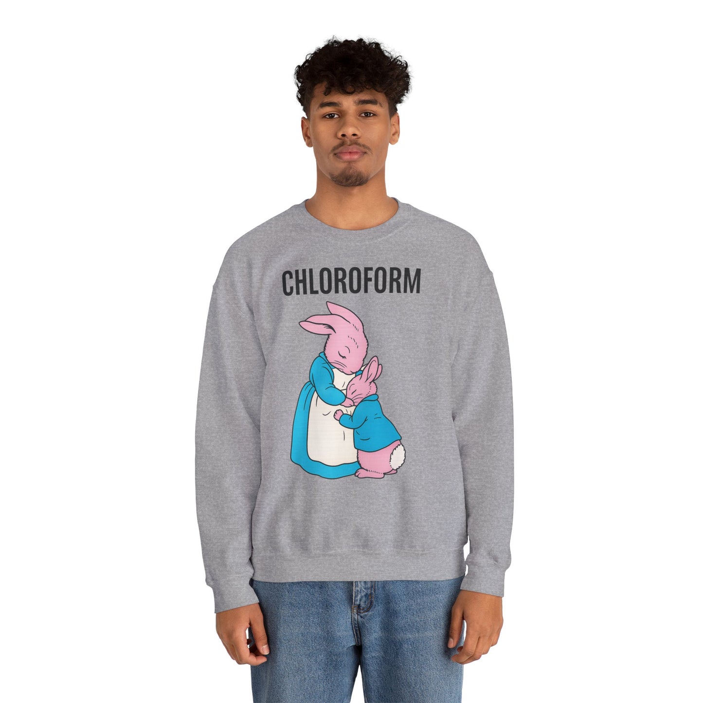 „CHLOROFORM“ – Retro-Sweatshirt mit Hasen und bösem Twist – Freches Satire-Design für mutige Statements | True Insights