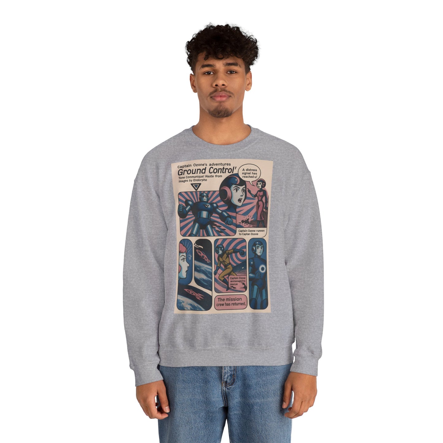 Sweatshirt – Retro Space Comic Sweatshirt – Captain Ozone „Ground Control“ Edition | True Insights Design mit Humor