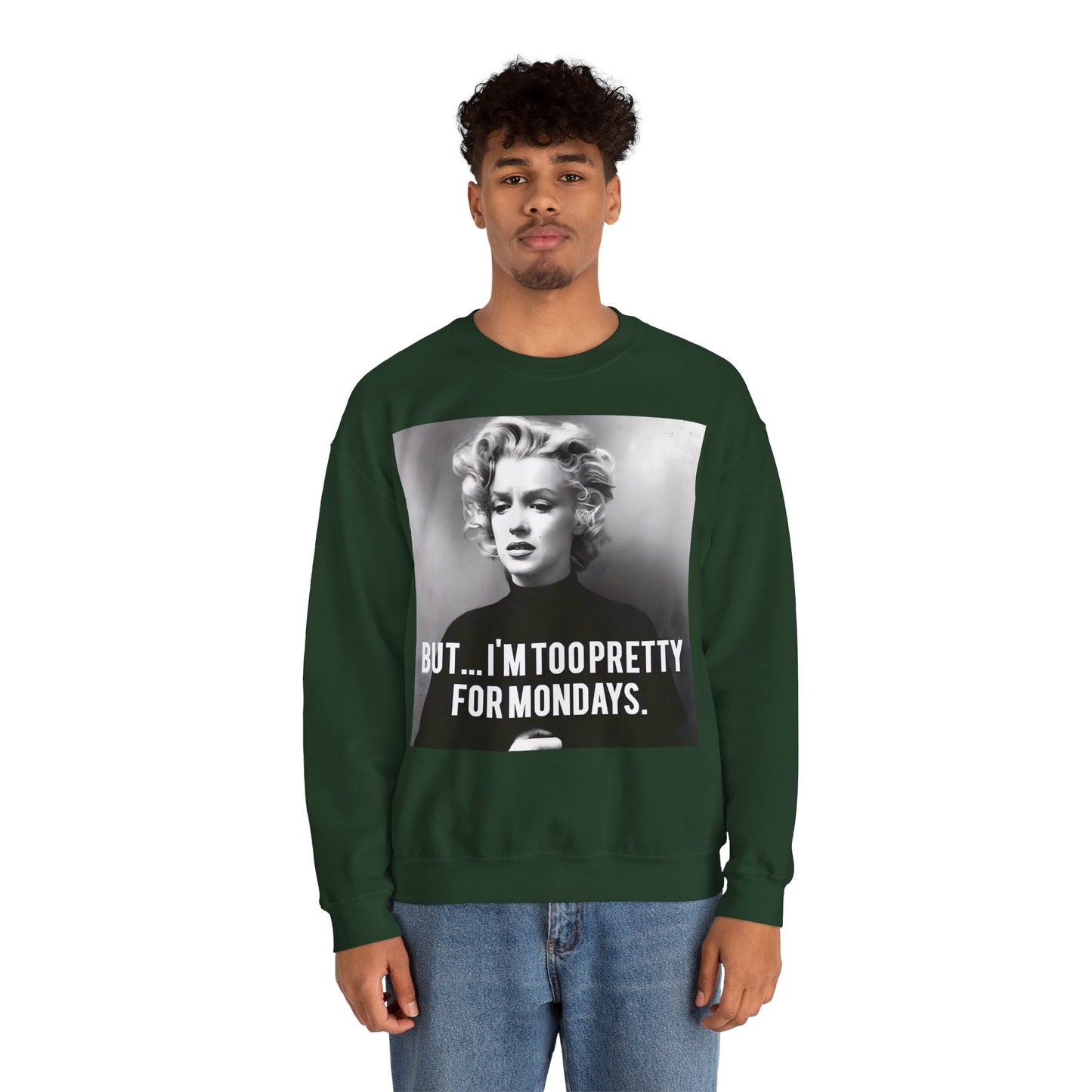 Sweatshirt – Sweatshirt – Too Pretty for Mondays – Retro Statement Pullover | True Insights Design mit Humor