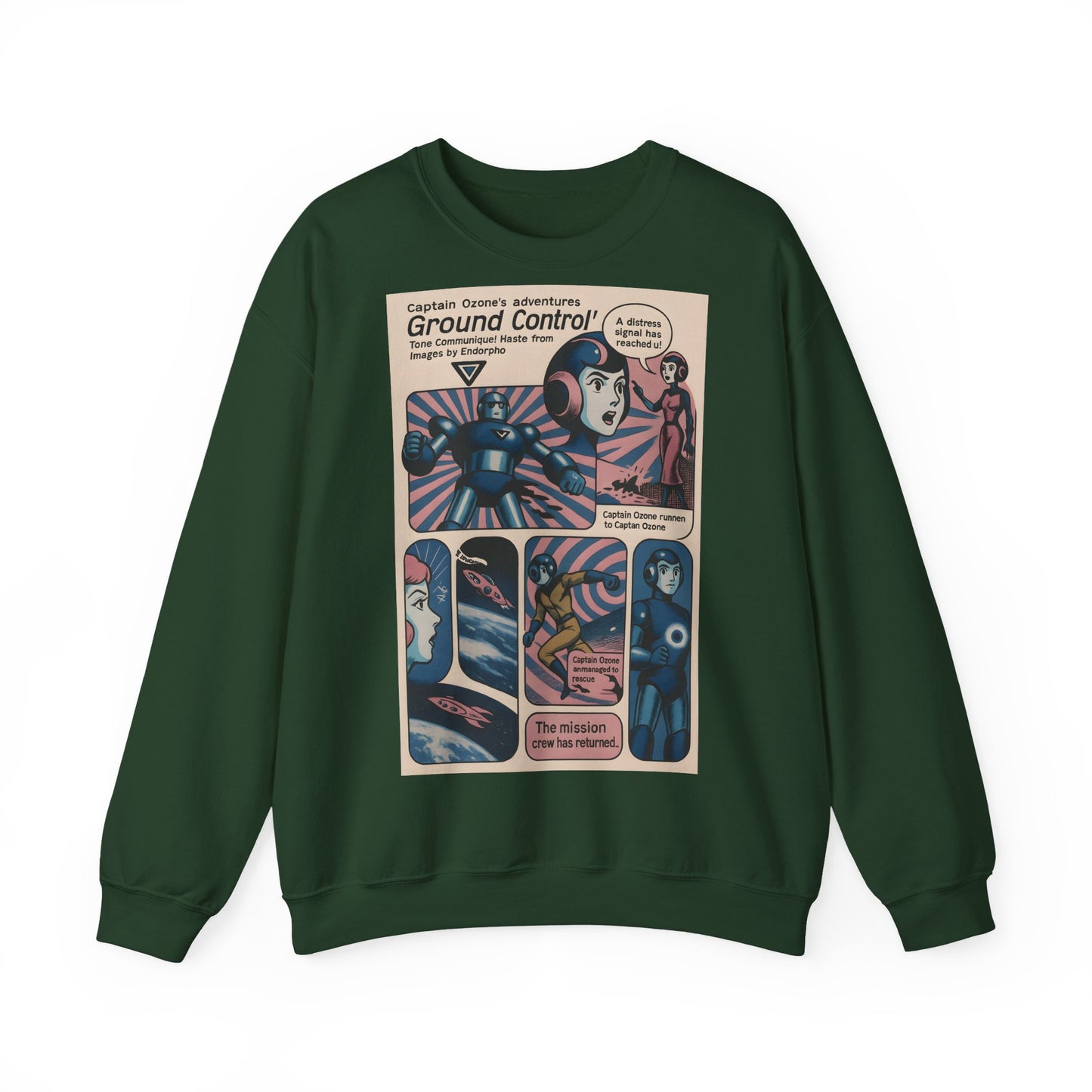 Sweatshirt – Retro Space Comic Sweatshirt – Captain Ozone „Ground Control“ Edition | True Insights Design mit Humor