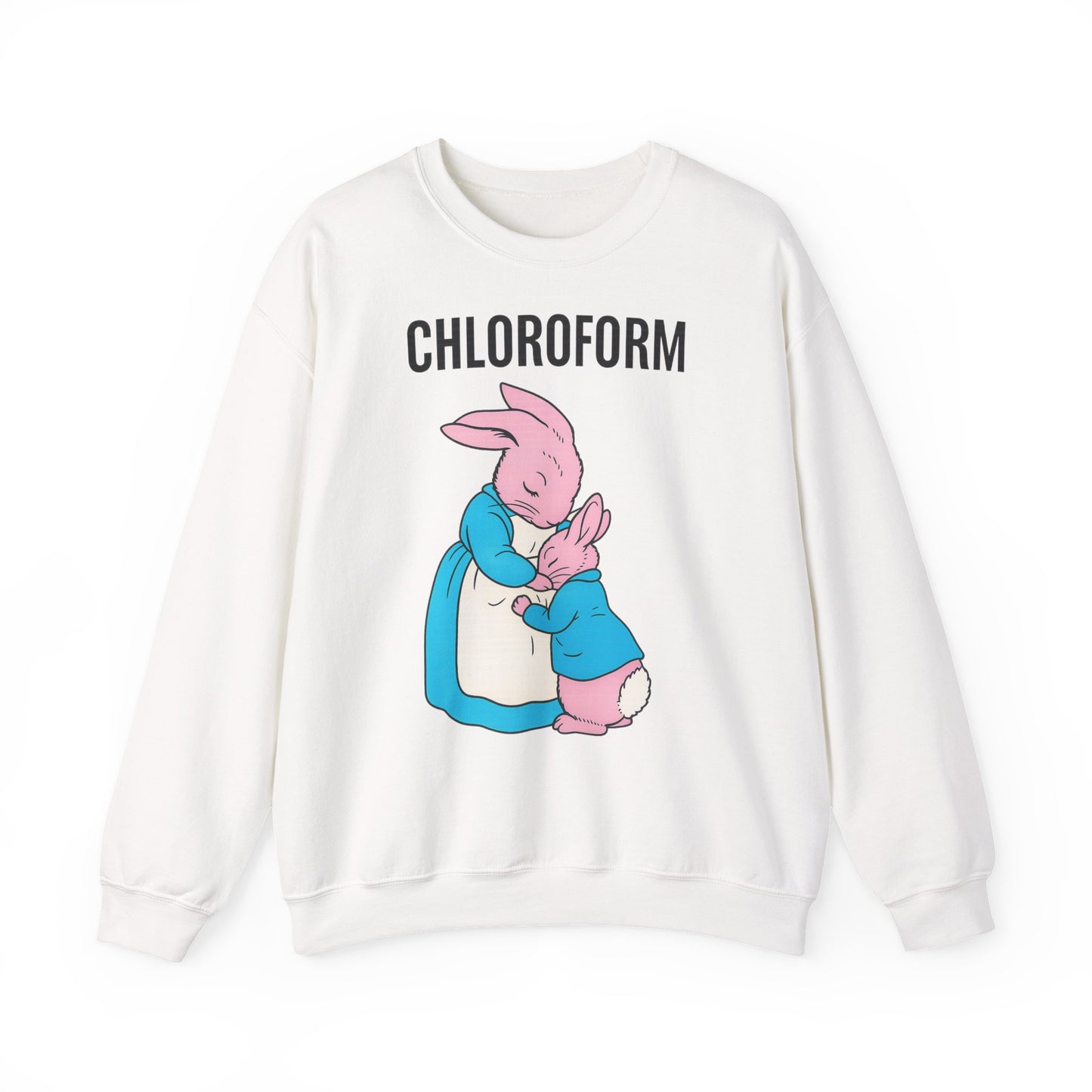 „CHLOROFORM“ – Retro-Sweatshirt mit Hasen und bösem Twist – Freches Satire-Design für mutige Statements | True Insights