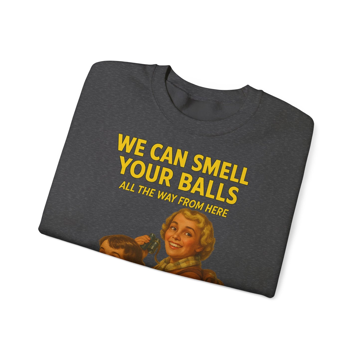 Sweatshirt – Vintage Sweatshirt – „We Can Smell Your Balls“ im Spioninnen-Stil | True Insights Design mit Humor