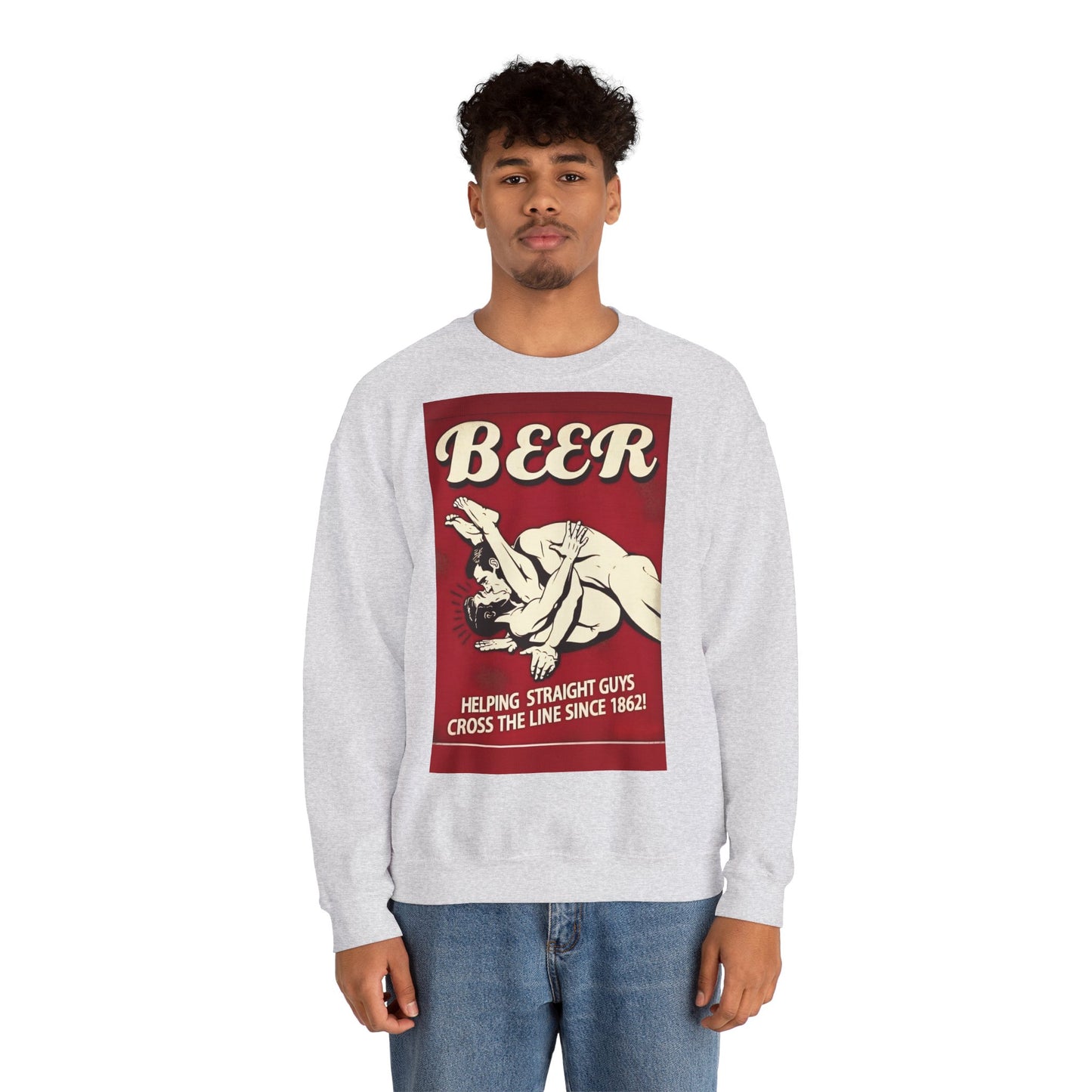 Sweatshirt – Witziges Retro Bier Sweatshirt – BEER - Helping Straight Guys Cross the Line Since 1862! Partywear Statement | True Insights Design mit Humor