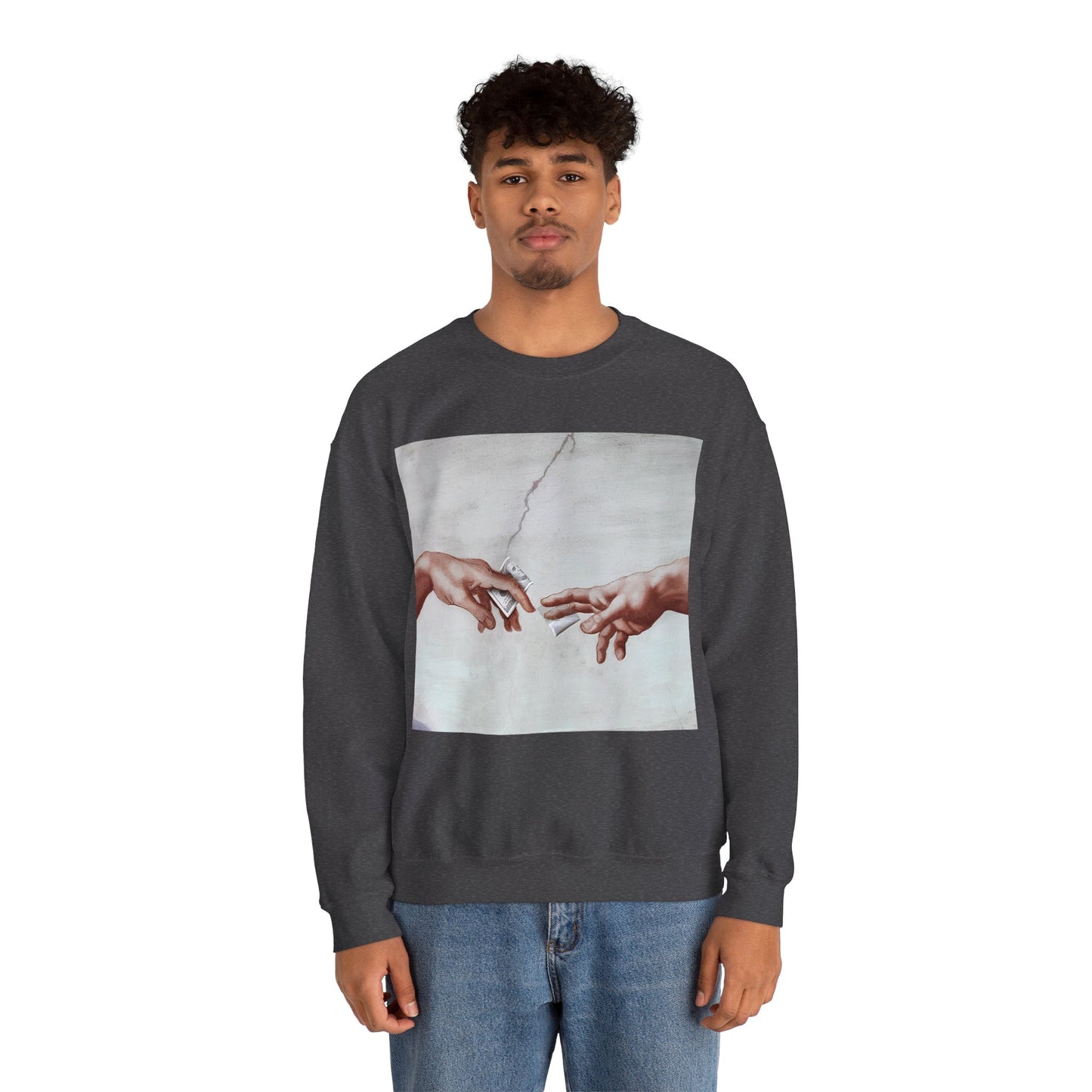 Sweatshirt – The Deal Sweatshirt – Satirische Kunst trifft Streetwear | Michelangelo Meme Design | True Insights Design mit Humor