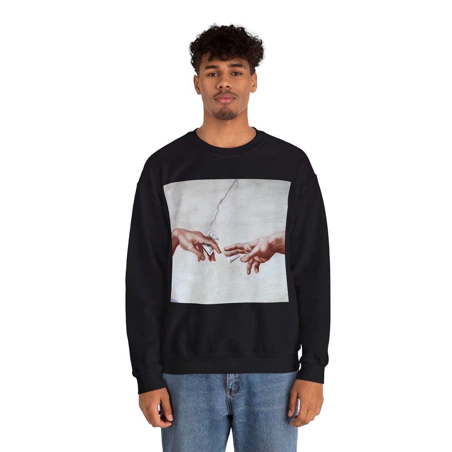 Sweatshirt – The Deal Sweatshirt – Satirische Kunst trifft Streetwear | Michelangelo Meme Design | True Insights Design mit Humor