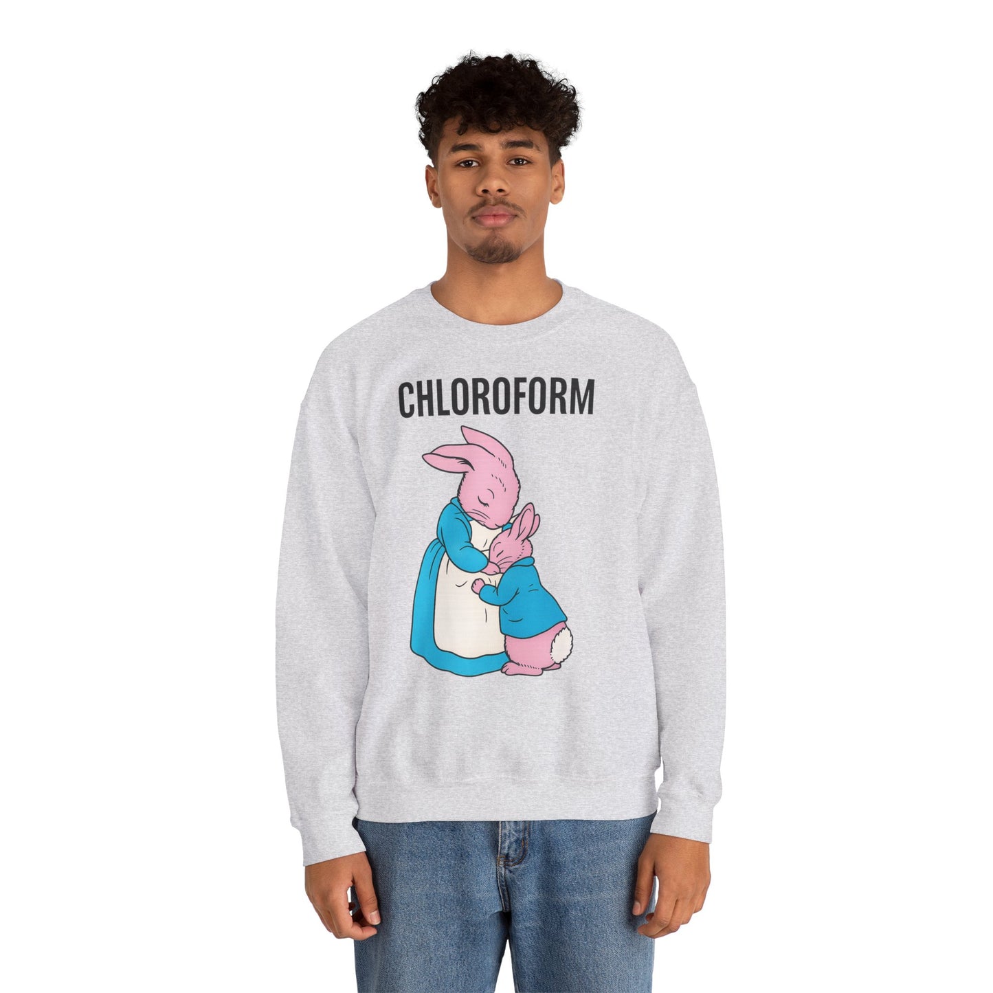 „CHLOROFORM“ – Retro-Sweatshirt mit Hasen und bösem Twist – Freches Satire-Design für mutige Statements | True Insights