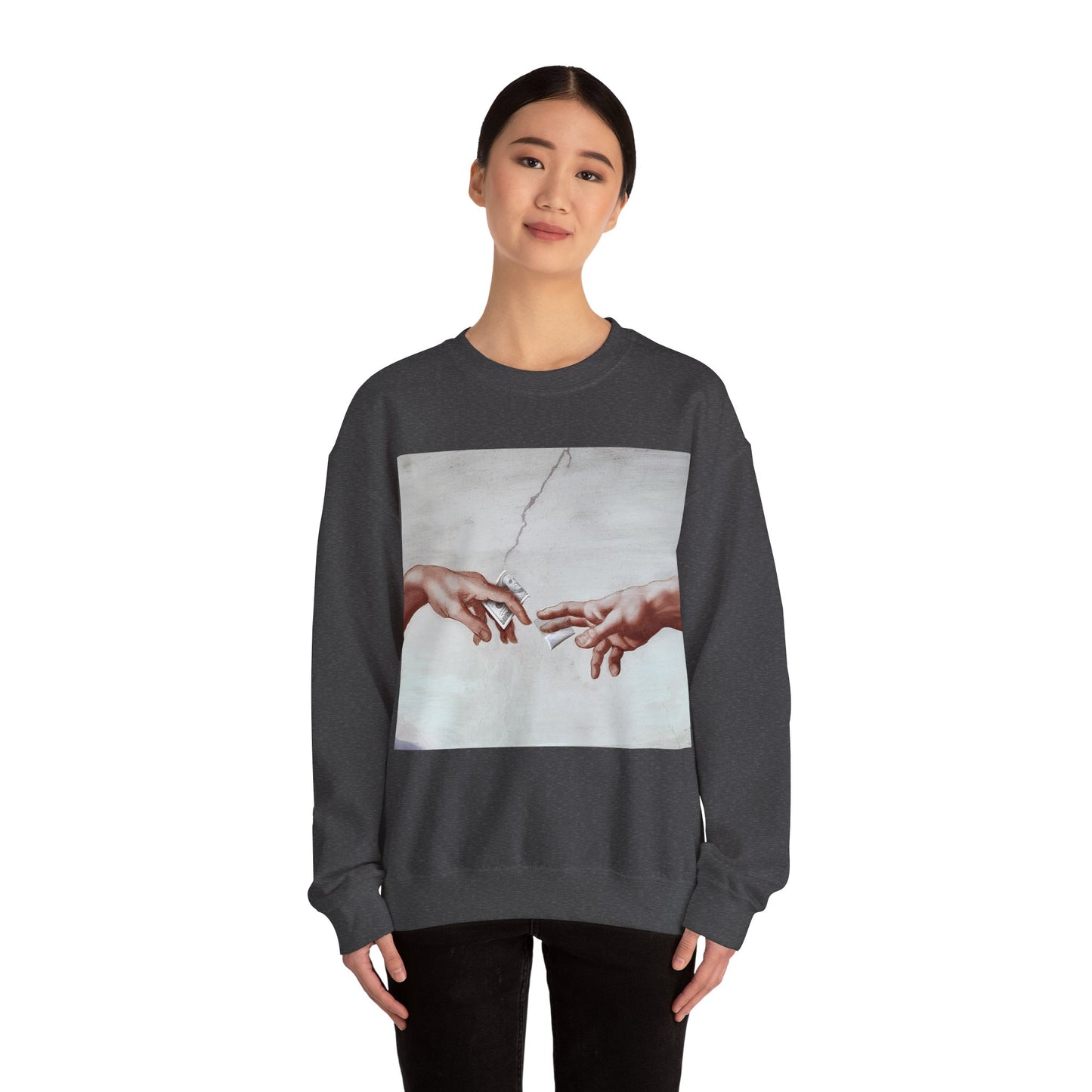 Sweatshirt – The Deal Sweatshirt – Satirische Kunst trifft Streetwear | Michelangelo Meme Design | True Insights Design mit Humor