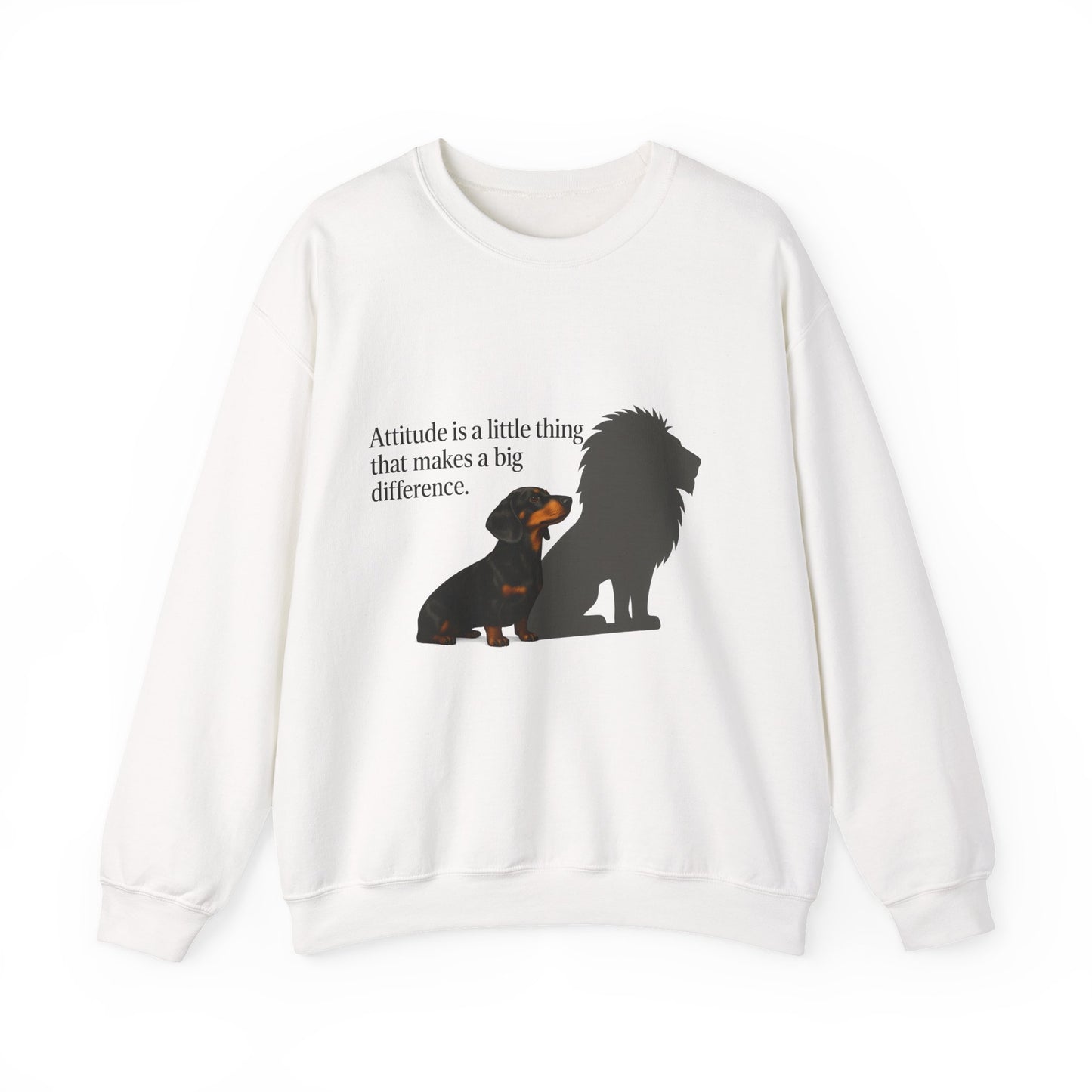 Inspirierendes Sweatshirt – Dackel mit Löwenschatten „Attitude“ – Lustiges Sweatshirt | True Insights – Bild 4