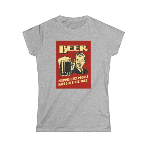 Beer Shirt Damen - Helping Ugly People Have Sex Since 1862 - Lustiges Retro Bier T-Shirt für Party & Feiern