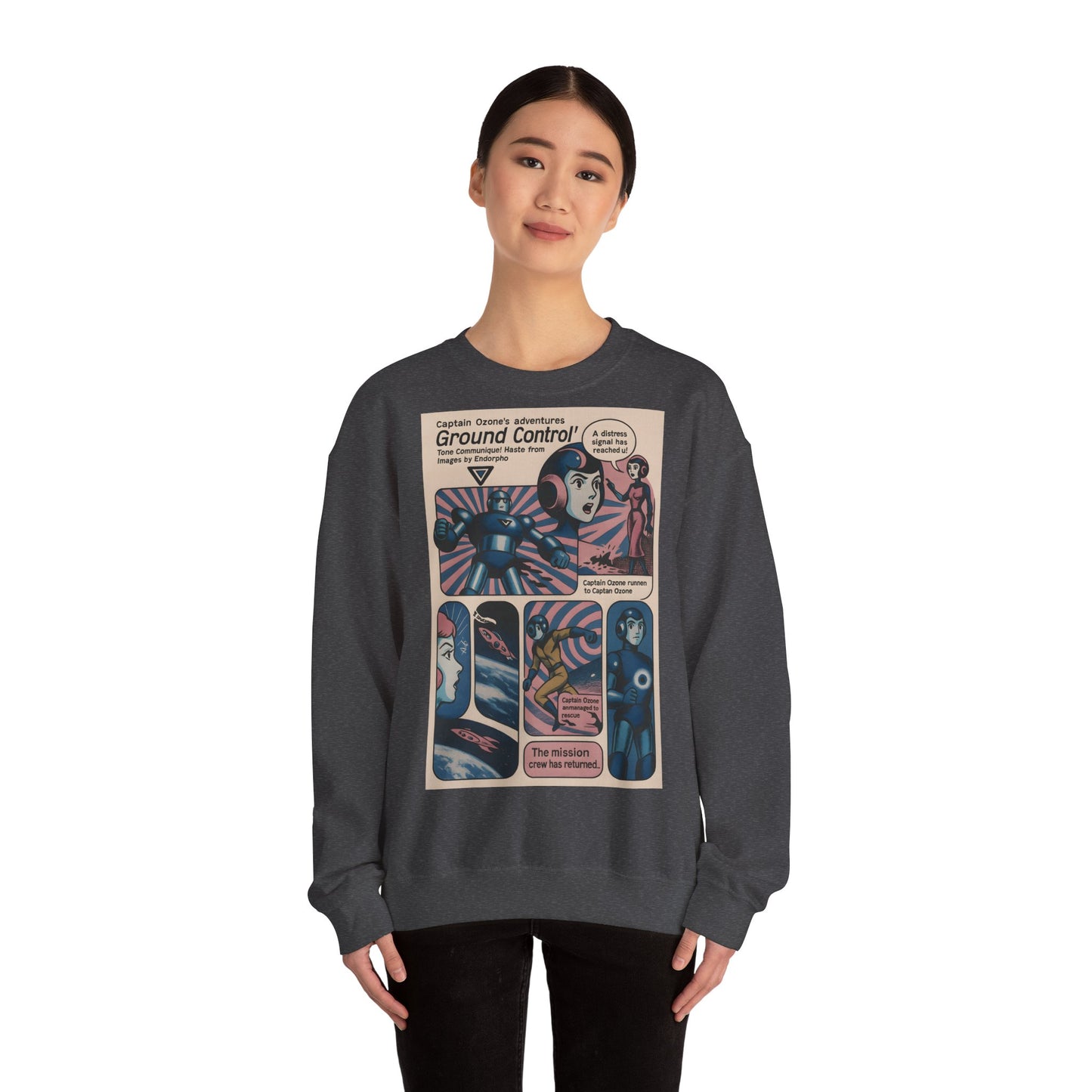 Sweatshirt – Retro Space Comic Sweatshirt – Captain Ozone „Ground Control“ Edition | True Insights Design mit Humor