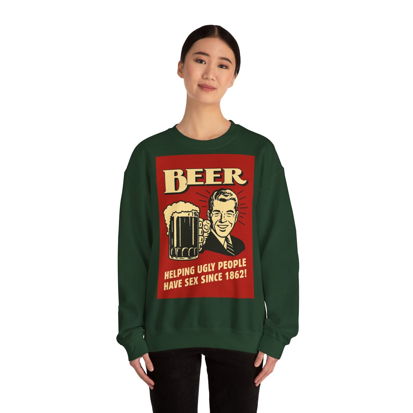 Beer Sweatshirt – Schwarzer Humor im Retro-Werbestil – Freches Satire-Design für mutige Statements | True Insights