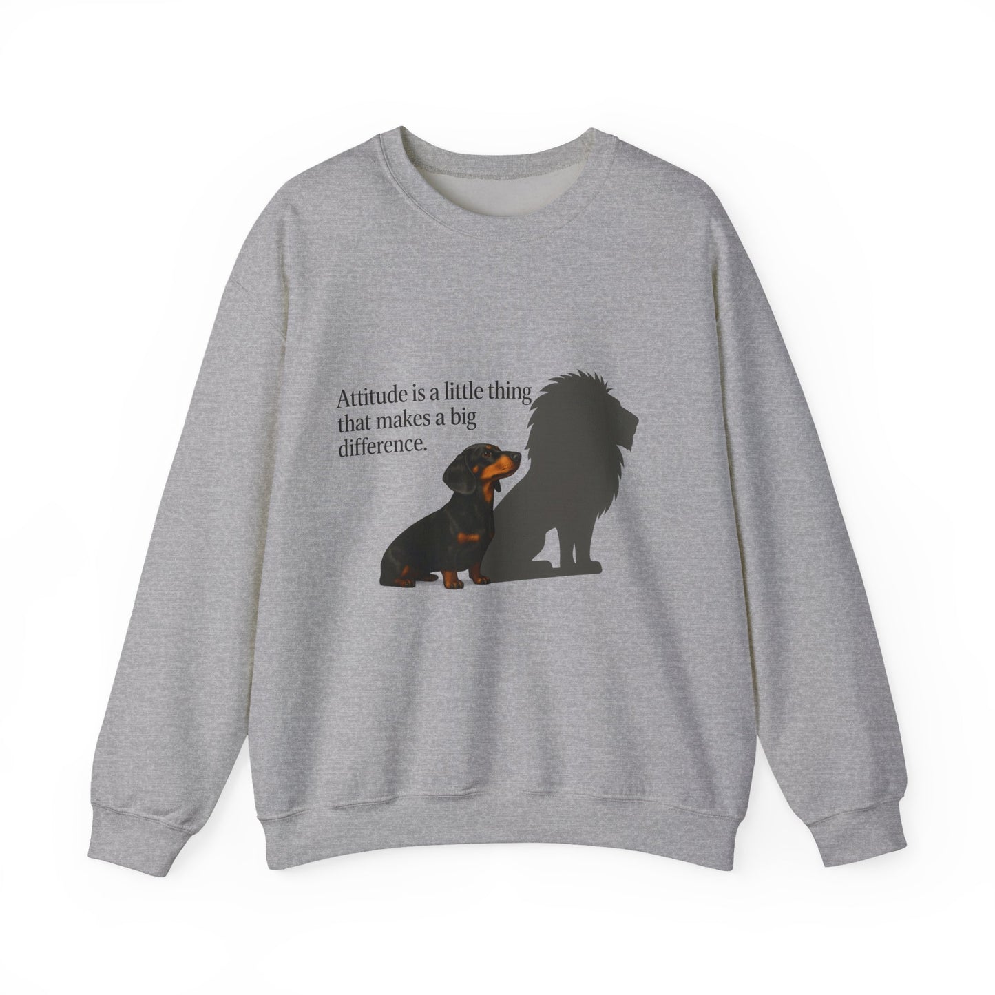 Inspirierendes Sweatshirt – Dackel mit Löwenschatten „Attitude“ – Lustiges Sweatshirt | True Insights – Bild 1