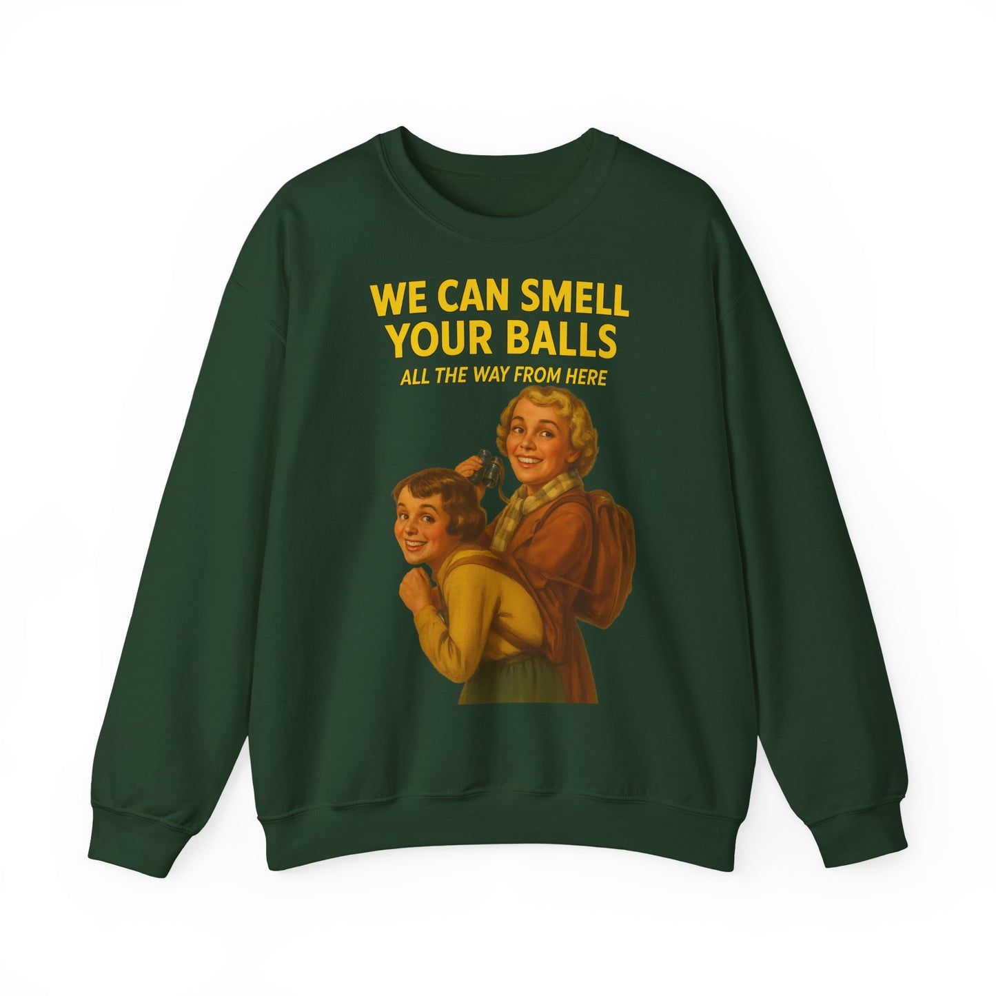 Sweatshirt – Vintage Sweatshirt – „We Can Smell Your Balls“ im Spioninnen-Stil | True Insights Design mit Humor