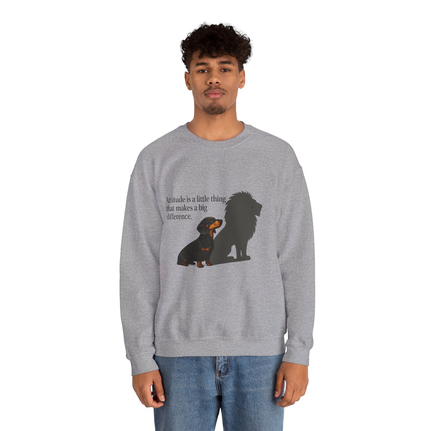 Inspirierendes Sweatshirt – Dackel mit Löwenschatten „Attitude“ – Lustiges Sweatshirt | True Insights – Bild 13