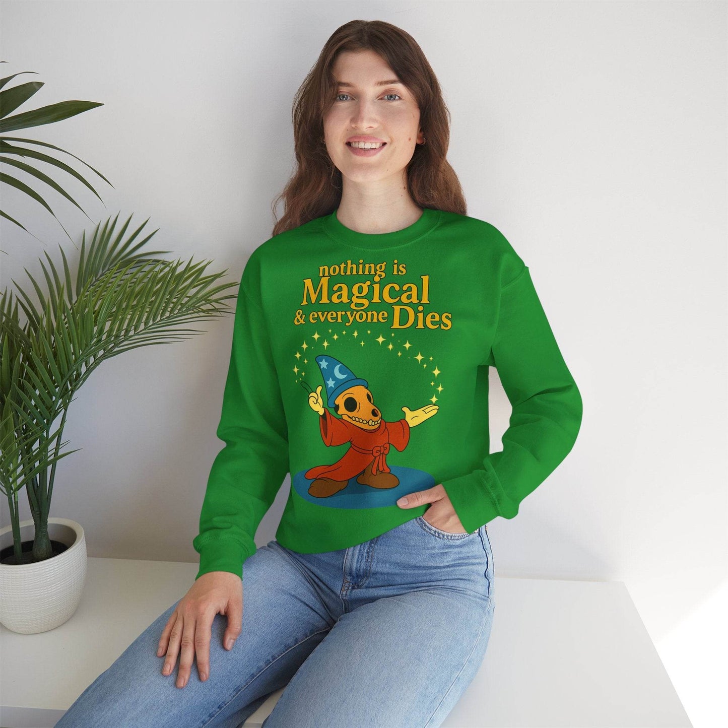Sweatshirt – "Nothing is Magical – & everyone Dies | Satirisches Skelett-Motiv für Schwarzseher mit Humor" | True Insights Design mit Humor