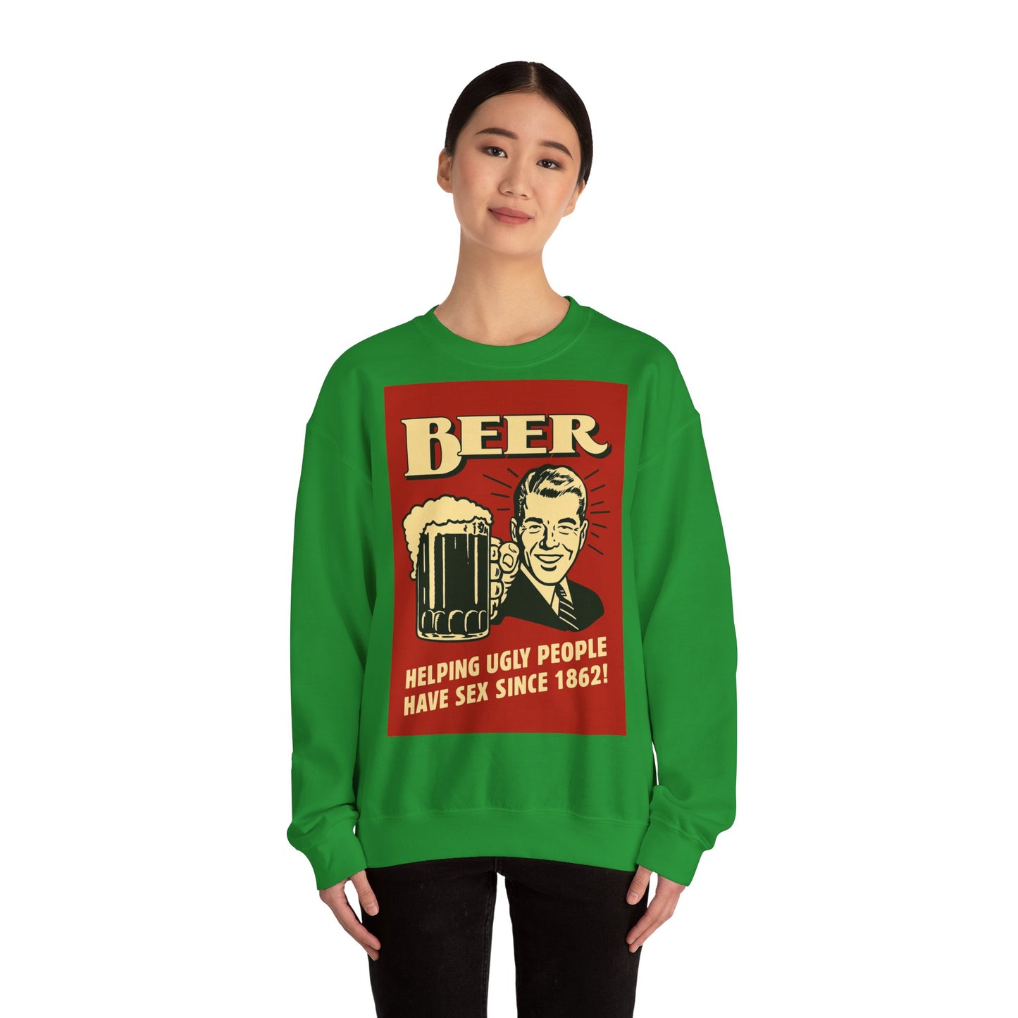 Beer Sweatshirt – Schwarzer Humor im Retro-Werbestil – Freches Satire-Design für mutige Statements | True Insights