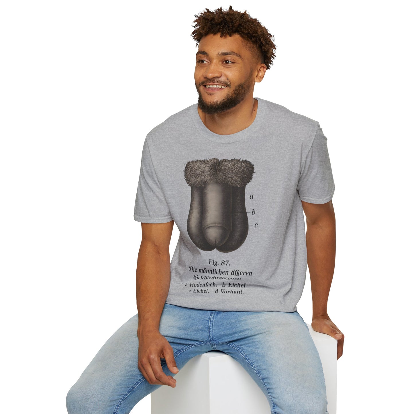 T-Shirt: „Fig. 87 – Die männlichen äußeren Geschlechtsorgane“ – Freches Satire-Design für mutige Statements | True Insights