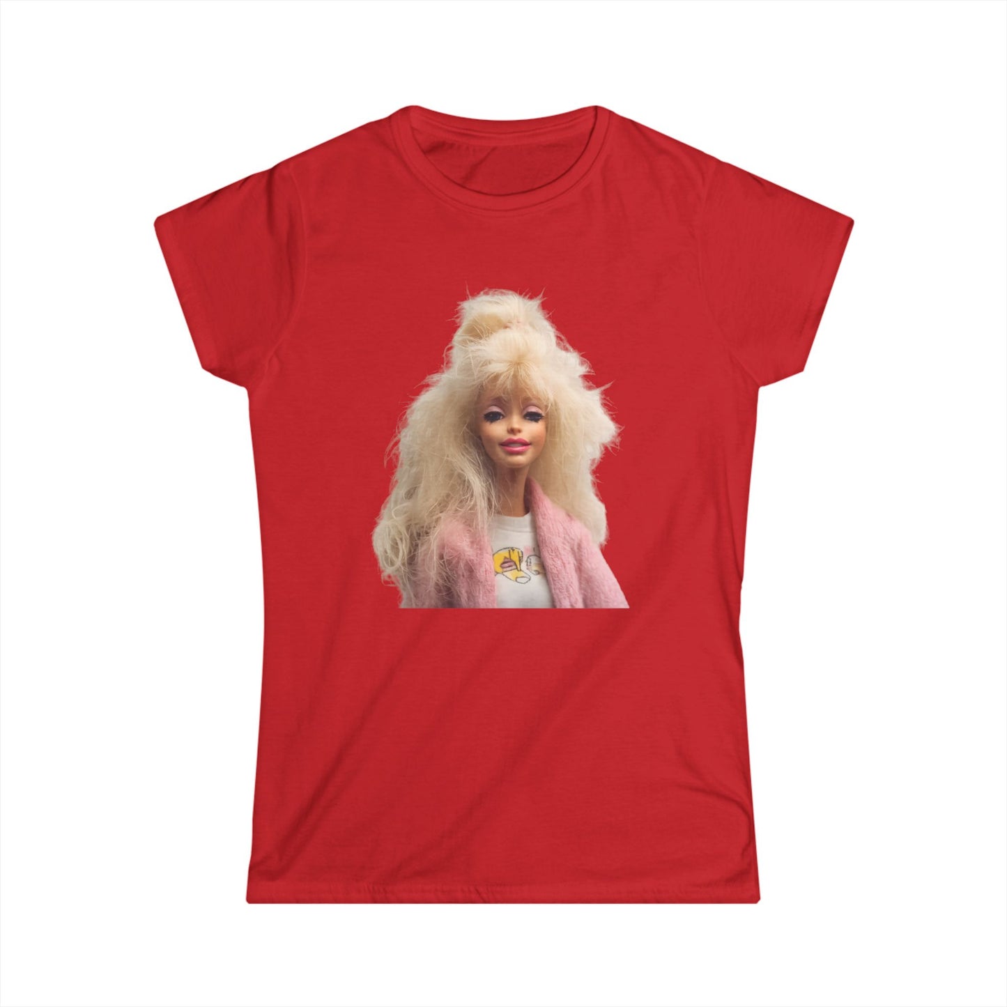 Retro Puppe Damen T-Shirt | Blondes Fashion Doll Motiv 80er 90er Style | Trendiges Statement Shirt für Frauen