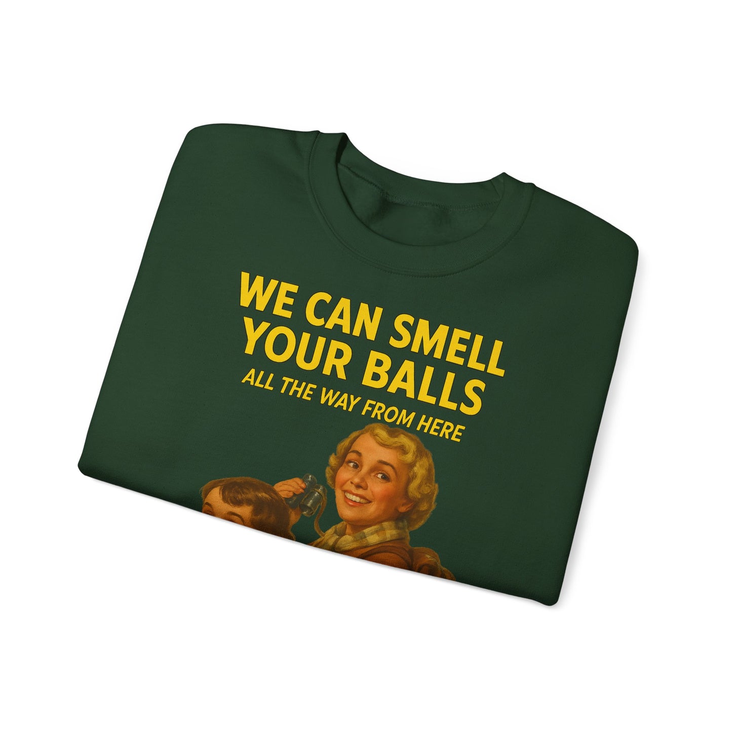 Sweatshirt – Vintage Sweatshirt – „We Can Smell Your Balls“ im Spioninnen-Stil | True Insights Design mit Humor