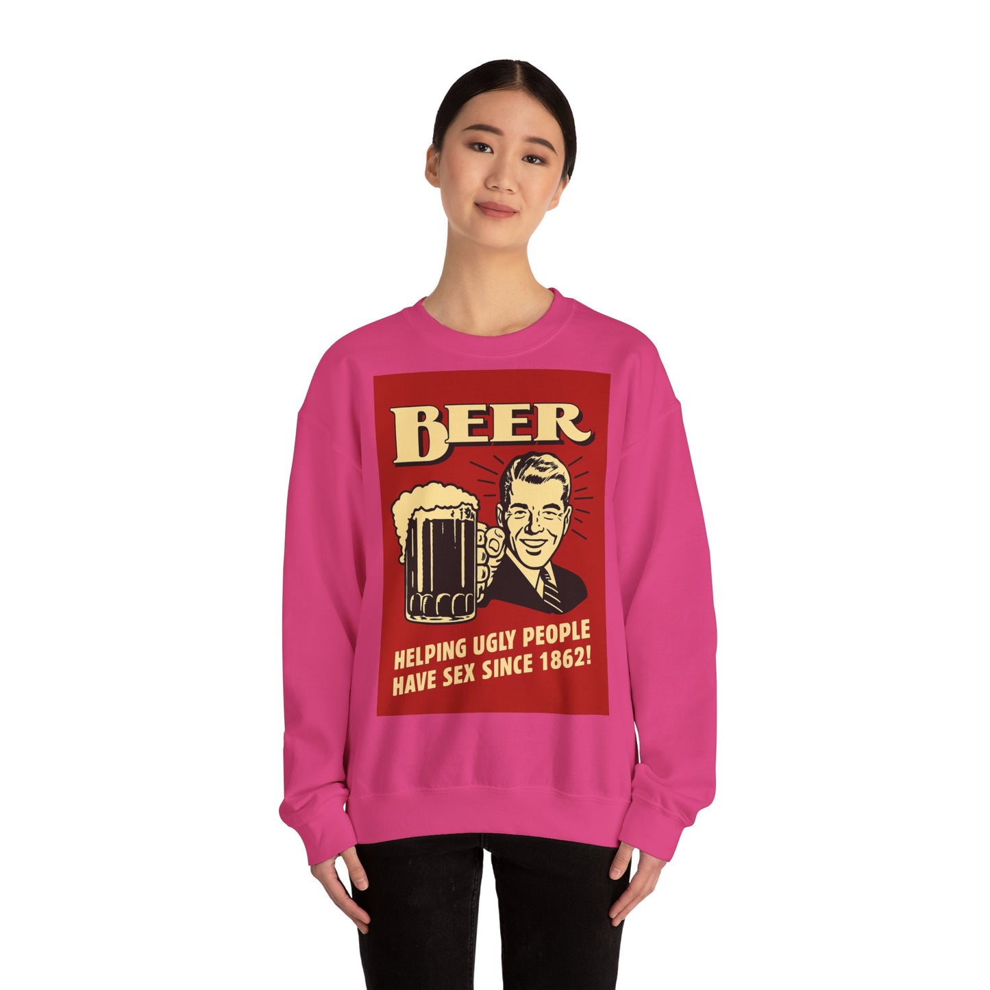 Beer Sweatshirt – Schwarzer Humor im Retro-Werbestil – Freches Satire-Design für mutige Statements | True Insights