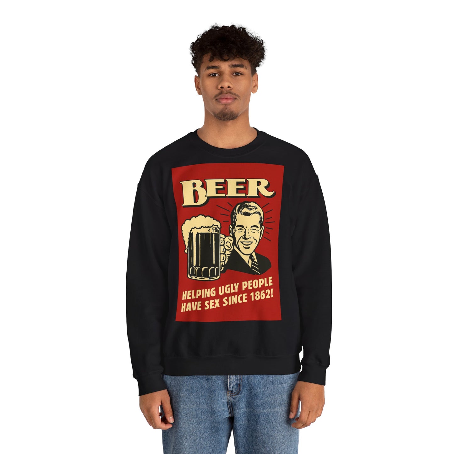 Beer Sweatshirt – Schwarzer Humor im Retro-Werbestil – Freches Satire-Design für mutige Statements | True Insights