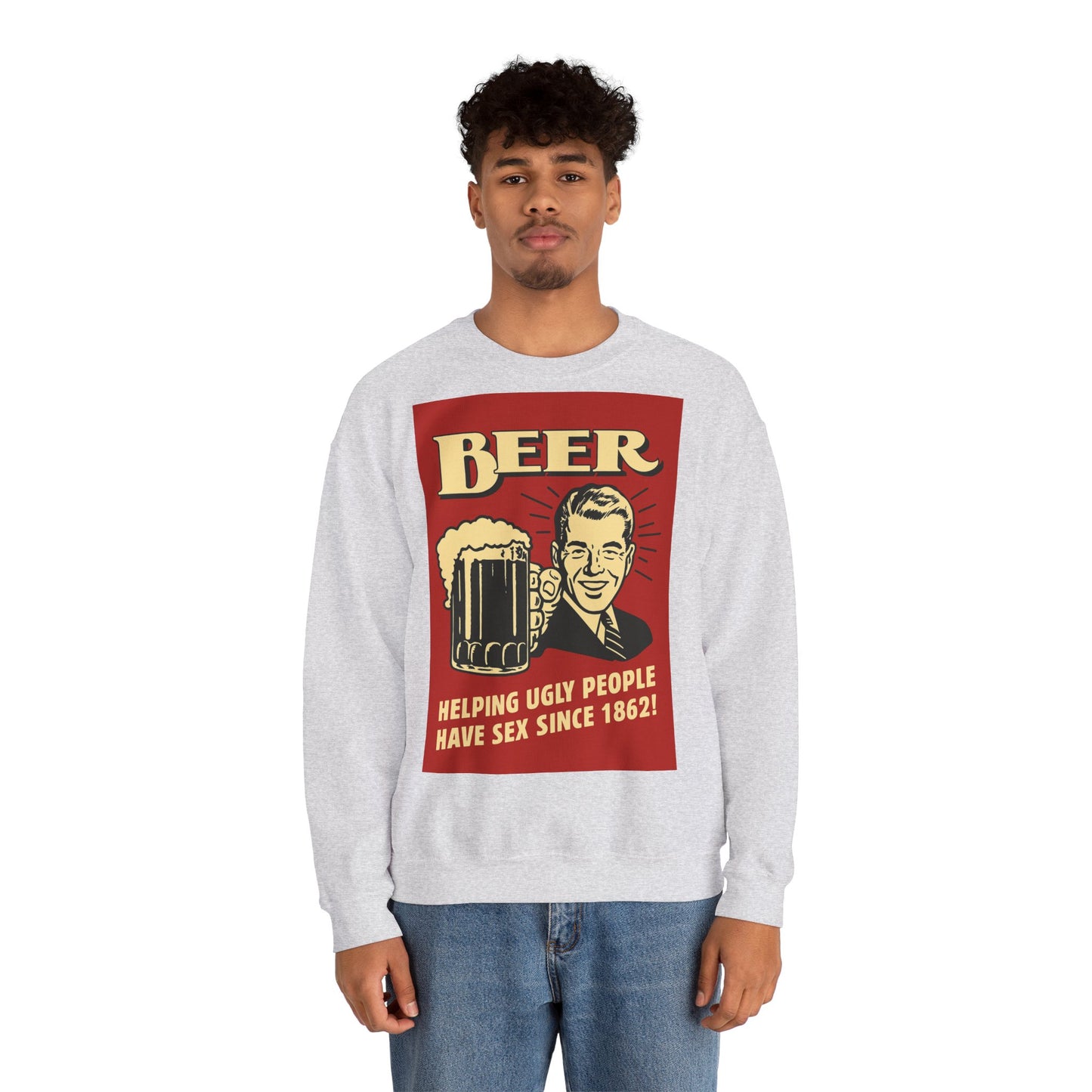 Beer Sweatshirt – Schwarzer Humor im Retro-Werbestil – Freches Satire-Design für mutige Statements | True Insights