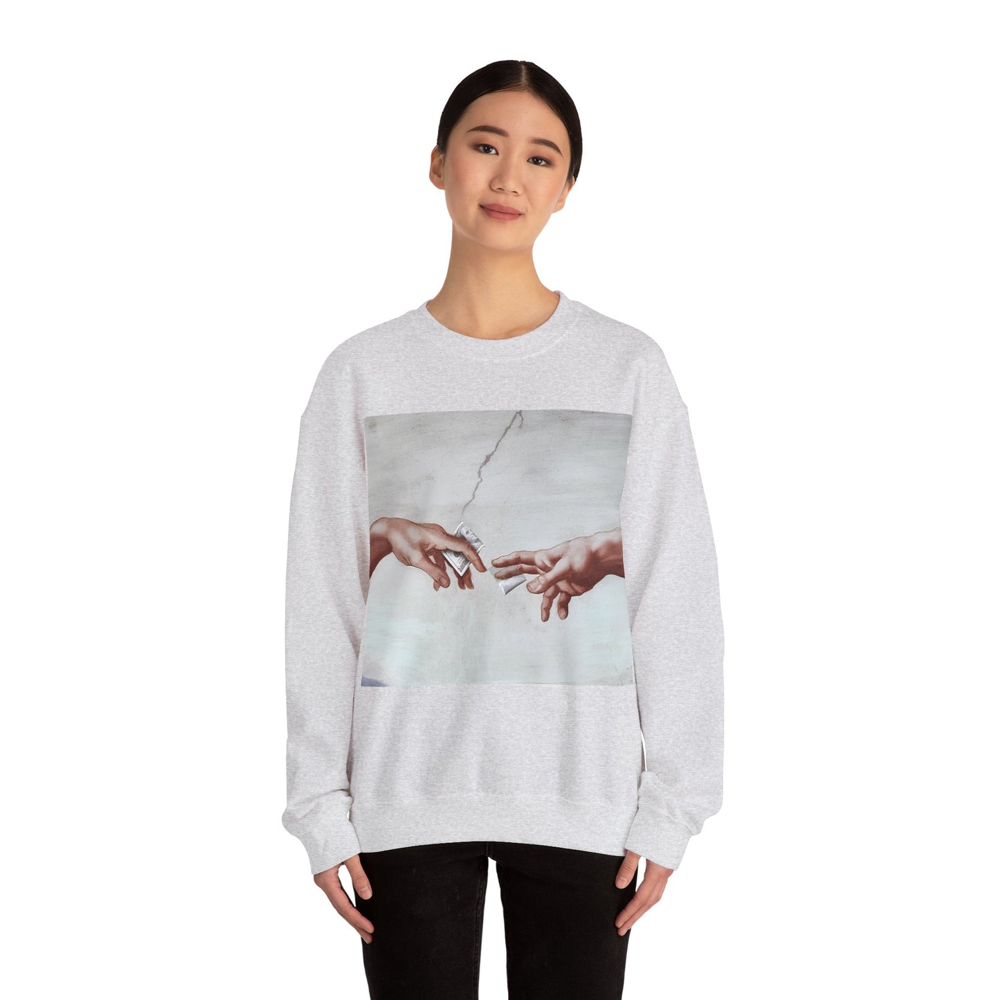 Sweatshirt – The Deal Sweatshirt – Satirische Kunst trifft Streetwear | Michelangelo Meme Design | True Insights Design mit Humor