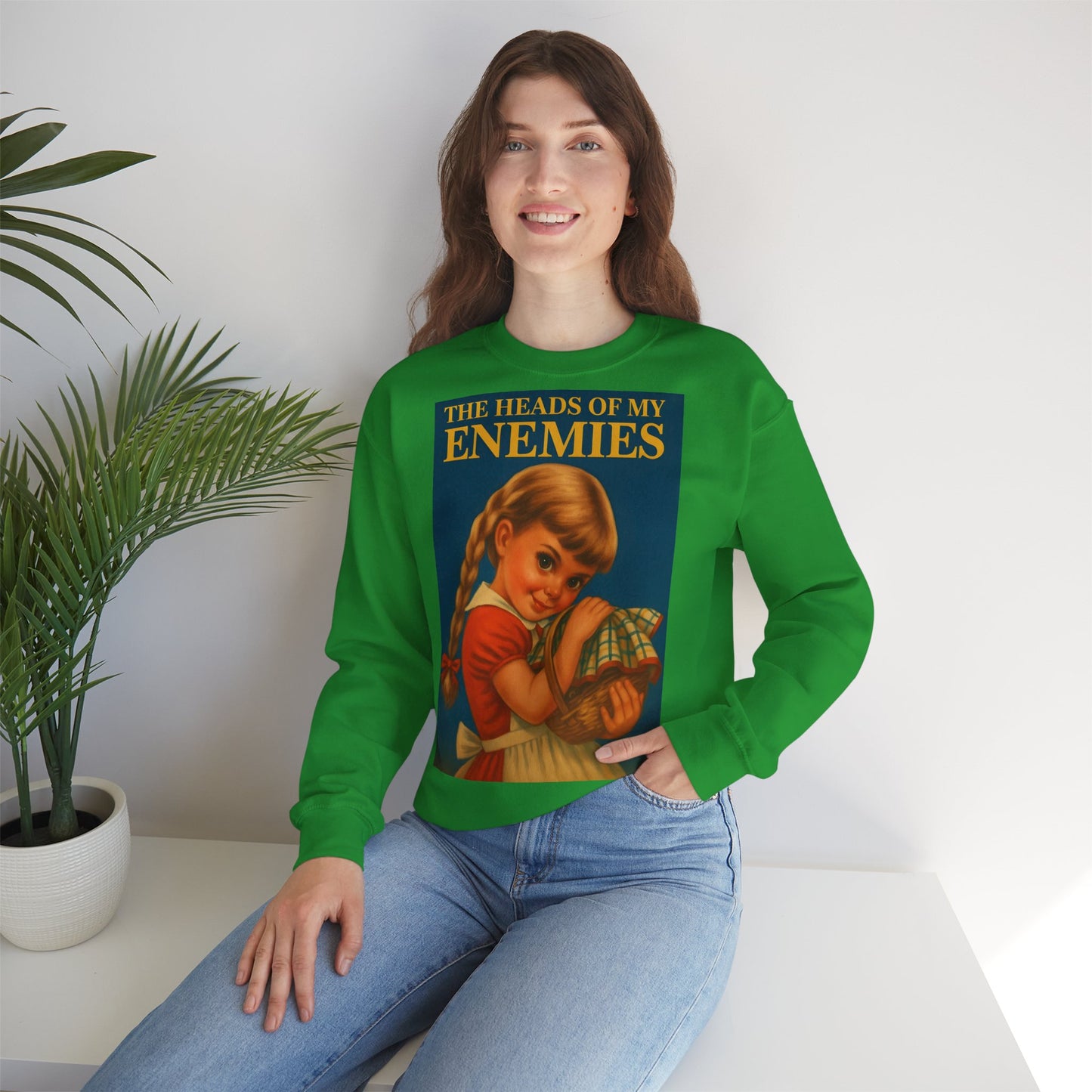 Sweatshirt – Sweatshirt „The Heads of My Enemies“ – Subversive Kunst zum Anziehen | True Insights Design mit Humor