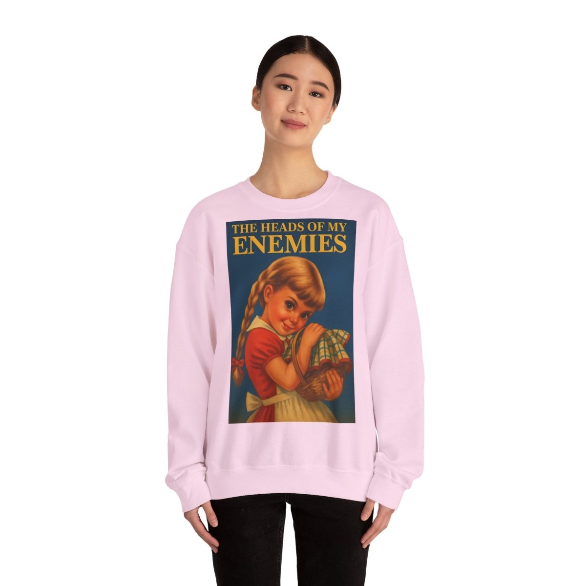 Sweatshirt – Sweatshirt „The Heads of My Enemies“ – Subversive Kunst zum Anziehen | True Insights Design mit Humor