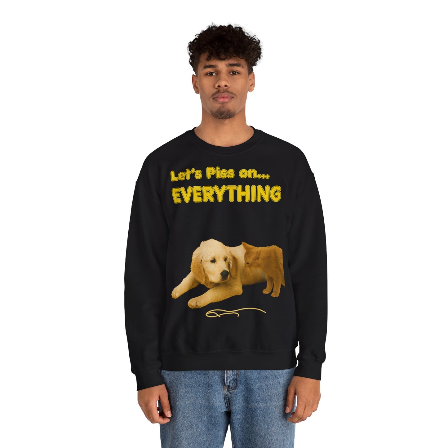 Vintage Motiv – Let’s Piss on Everything – Satirisches Sweatshirt mit Hund & Katze | True Insights Design mit Humor