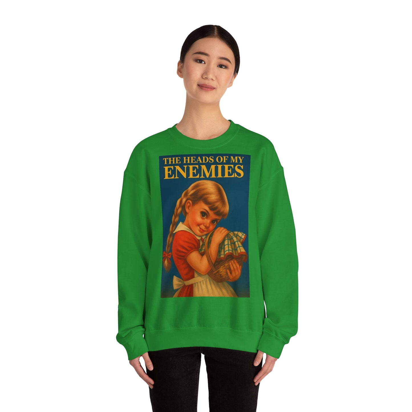 Sweatshirt – Sweatshirt „The Heads of My Enemies“ – Subversive Kunst zum Anziehen | True Insights Design mit Humor